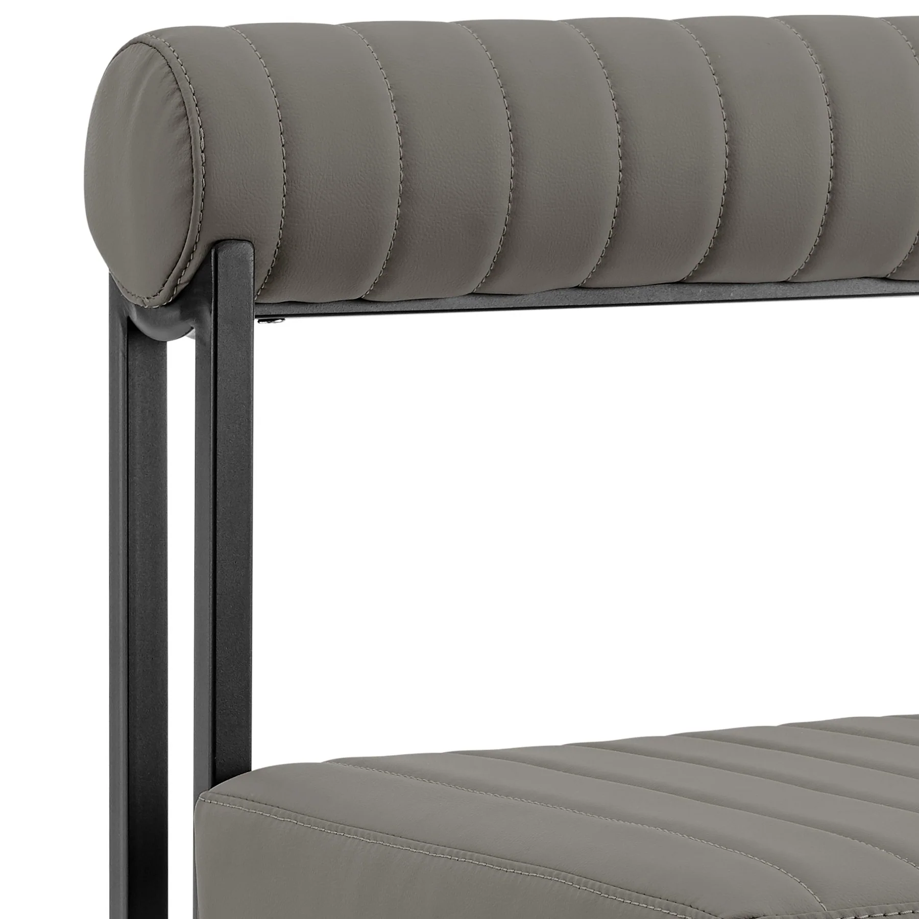 Anastasia Dining Chair with Matte Black Iron and Light Gray Faux Leather - Set of 2 - Image 7
