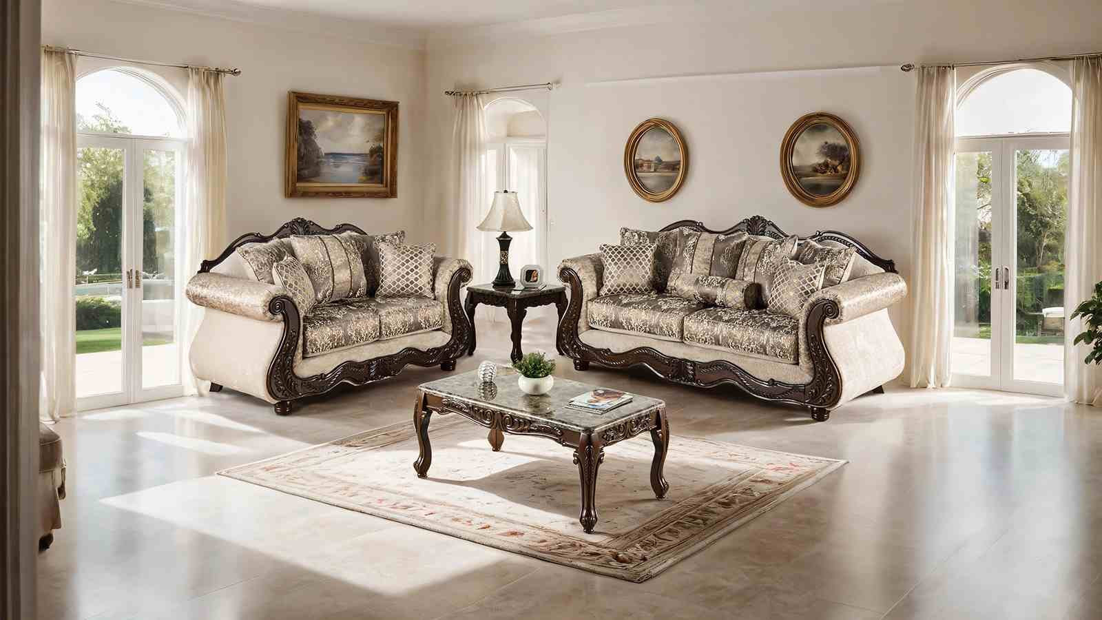 Andalusia Loveseat, Light Brown/Dark Cherry - Image 2