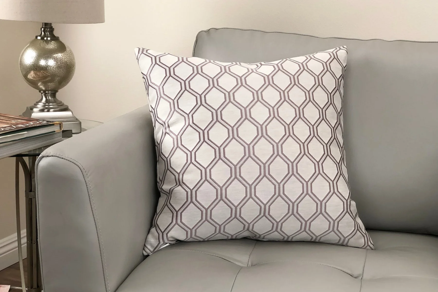 Andante Contemporary Decorative Feather and Down Throw Pillow In Birch Jacquard Fabric - Image 2