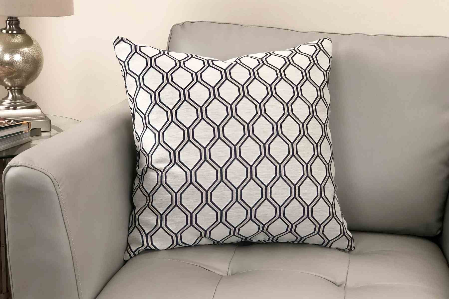 Andante Contemporary Decorative Feather and Down Throw Pillow In Cobalt Jacquard Fabric - Image 2