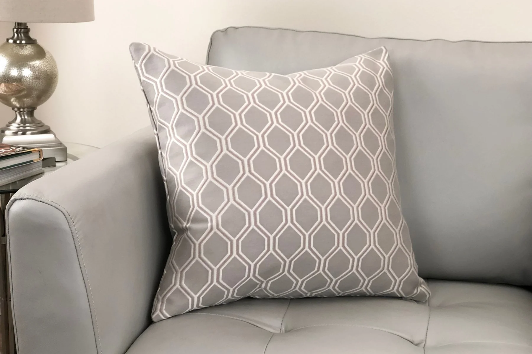 Andante Contemporary Decorative Feather and Down Throw Pillow In Dove Jacquard Fabric - Image 2