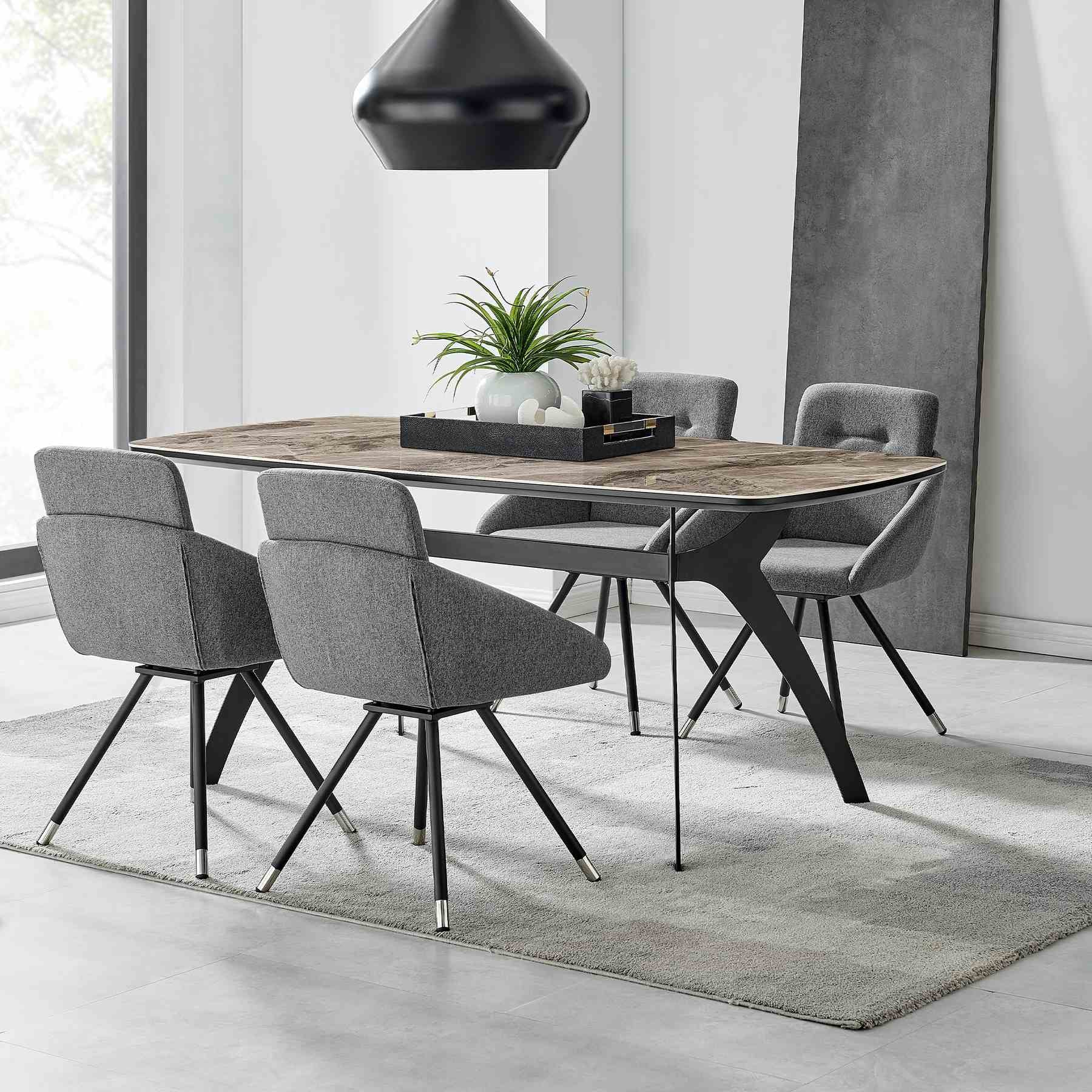 Andes and Granada Gray Fabric 5 Piece Rectangular Dining Set - Image 8