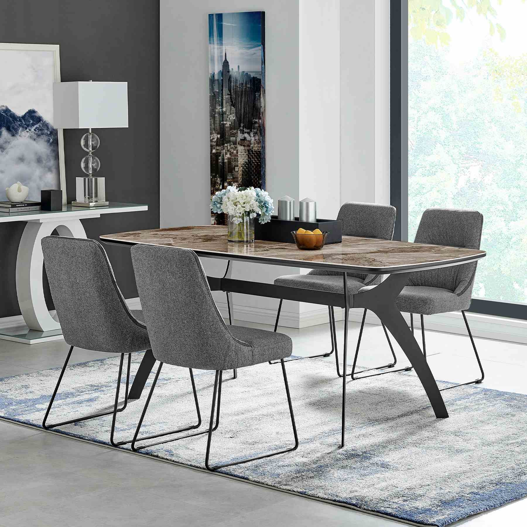 Andes and Quartz Gray Fabric 5 Piece Rectangular Dining Set - Image 8