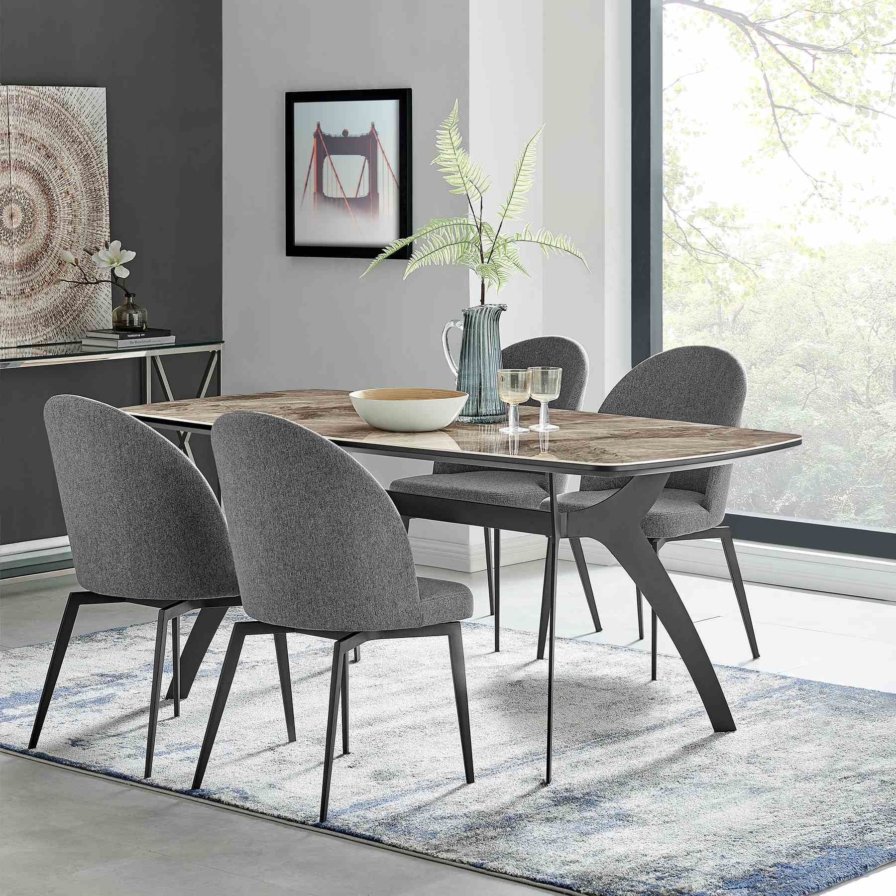 Andes and Sunny Gray Fabric 5 Piece Rectangular Dining Set - Image 8