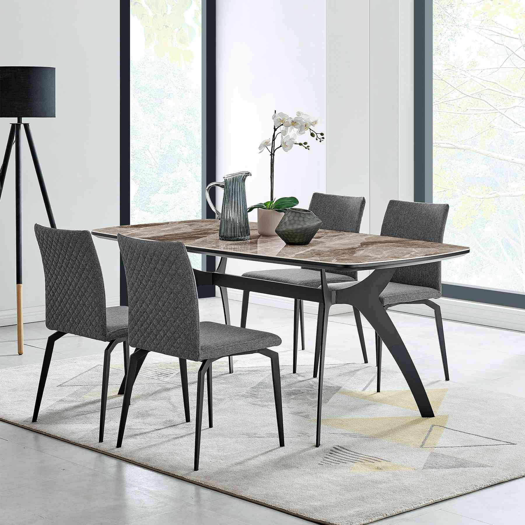 Andes Ceramic and Metal Rectangular Dining Room Table - Image 7