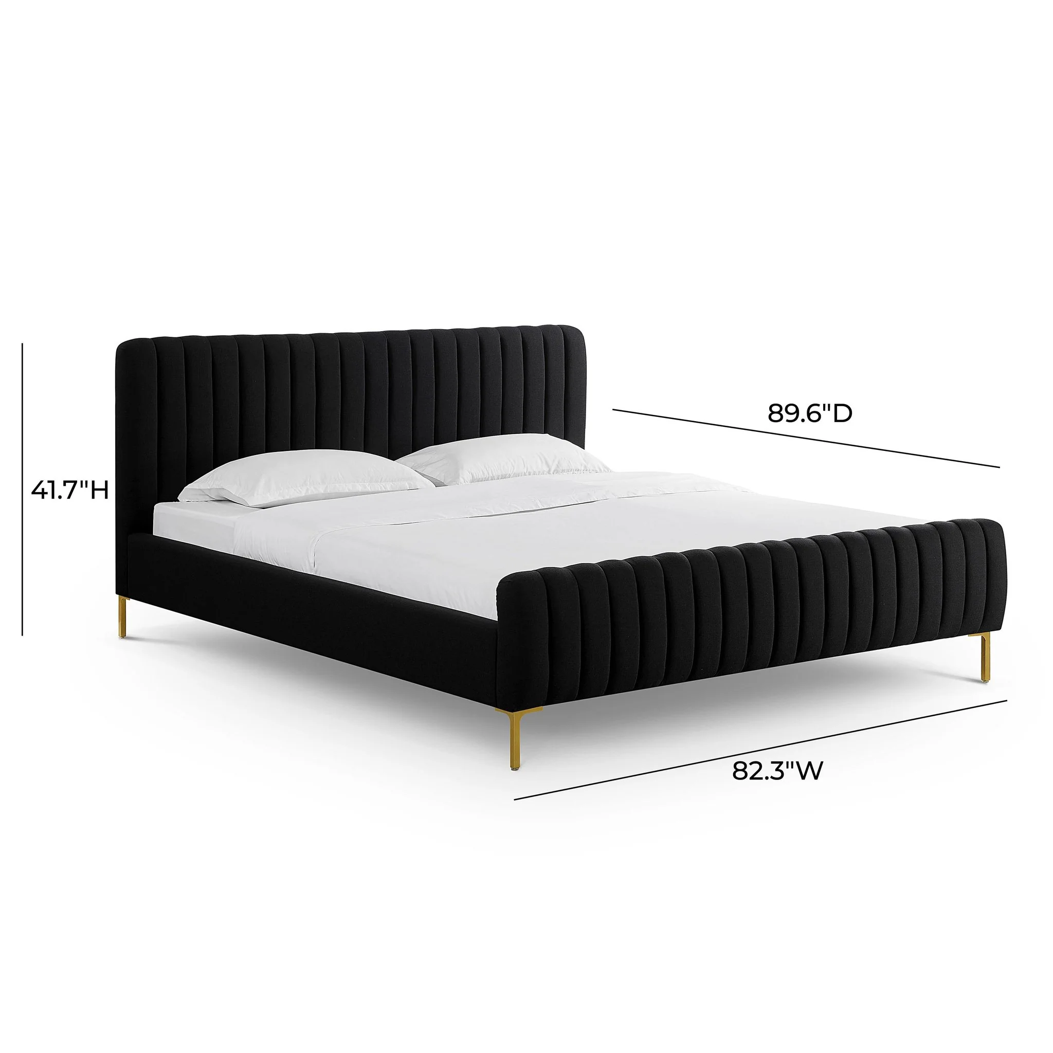 Angela Black Upcycled Linen King Bed - Image 10