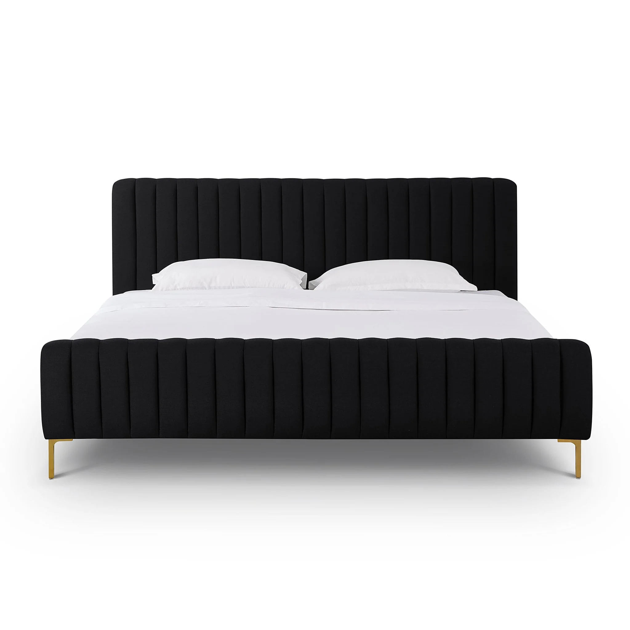 Angela Black Upcycled Linen King Bed - Image 3