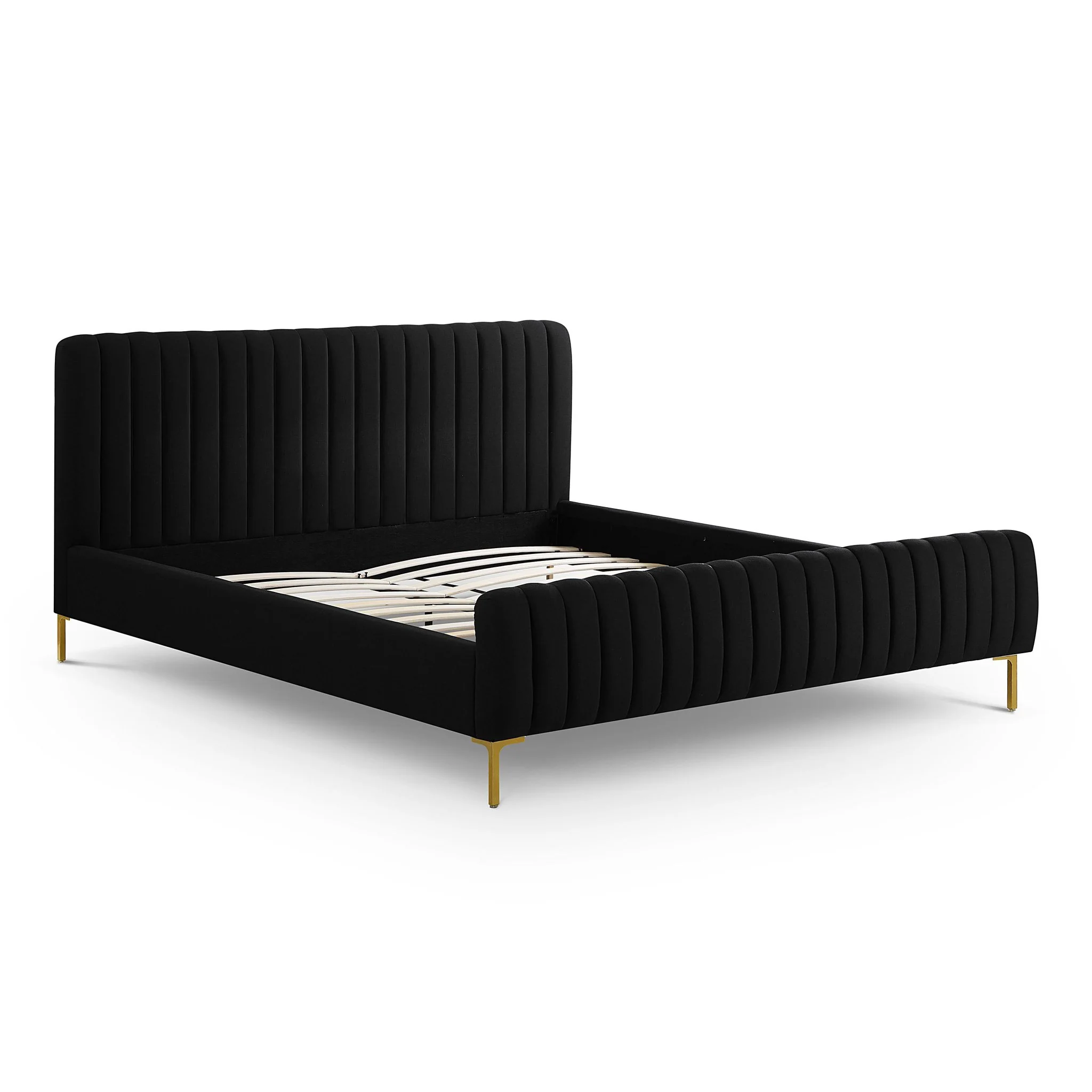Angela Black Upcycled Linen King Bed - Image 5