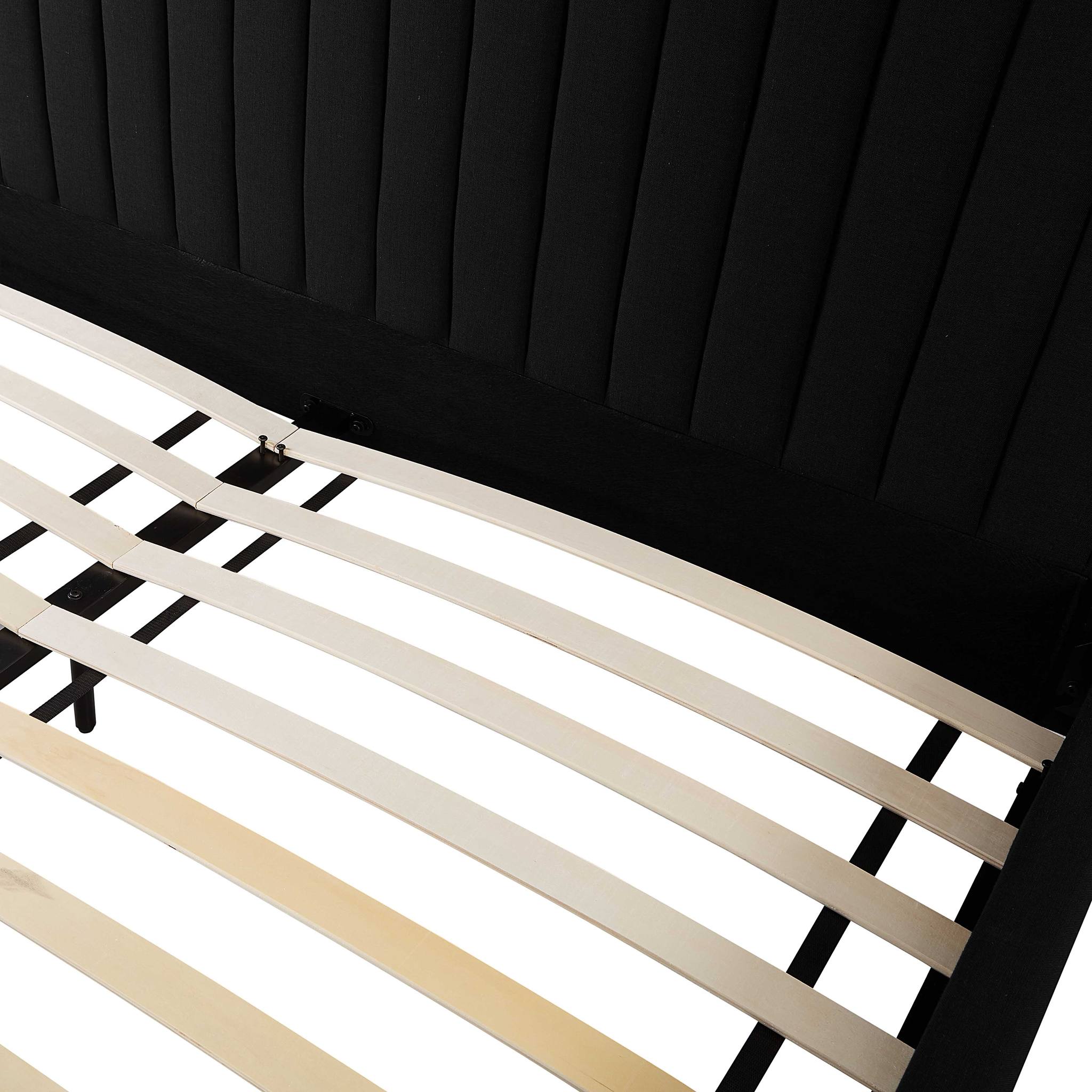 Angela Black Upcycled Linen King Bed - Image 8