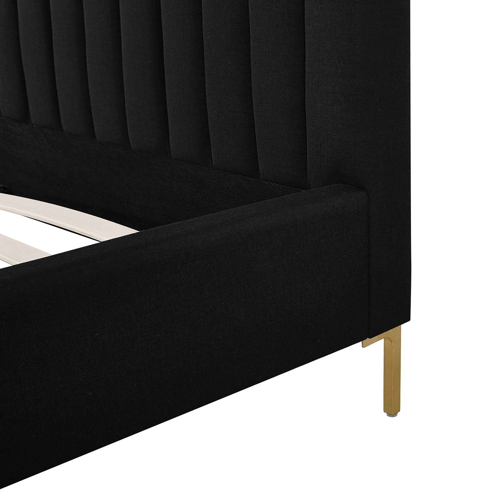 Angela Black Upcycled Linen King Bed - Image 9