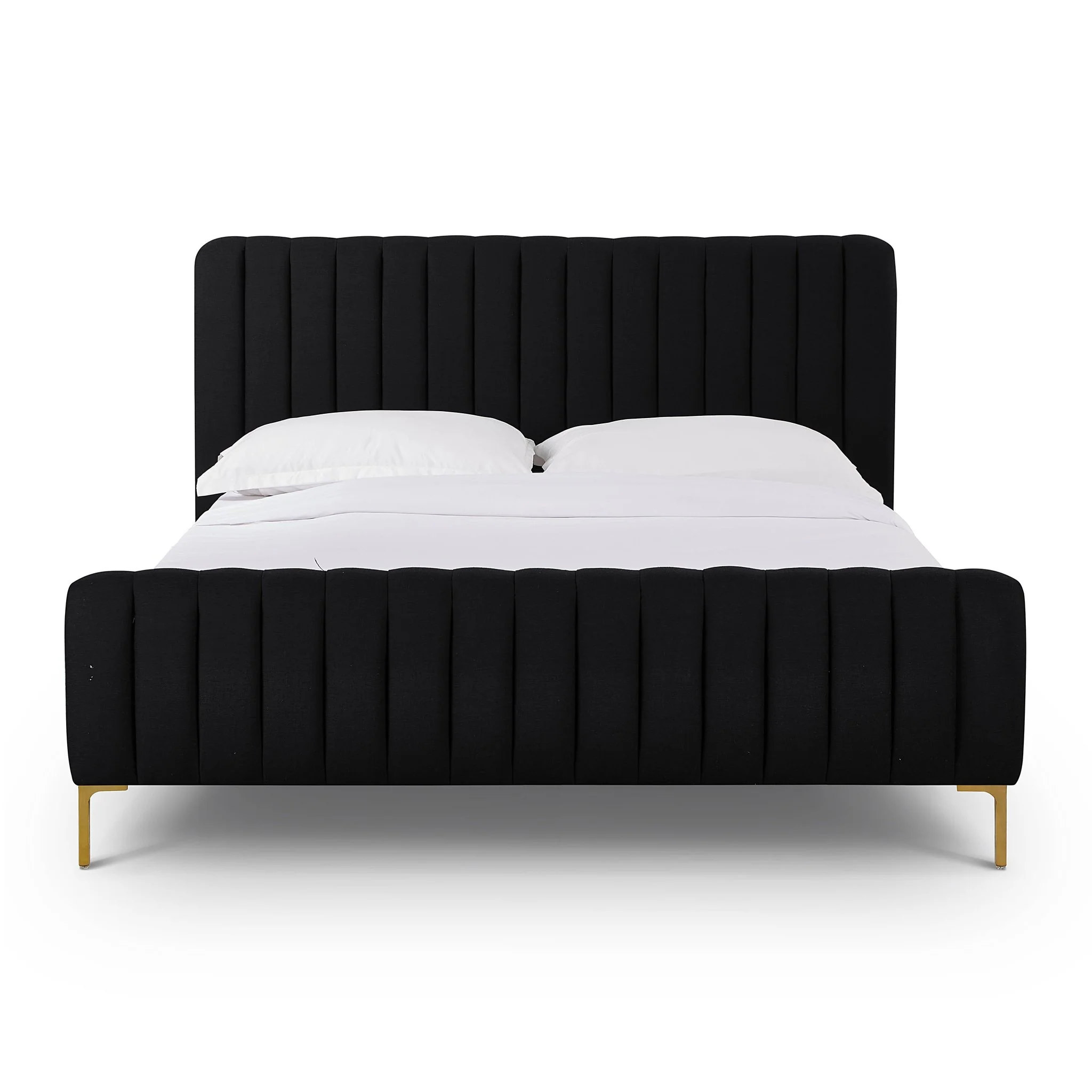 Angela Black Upcycled Linen Queen Bed - Image 3