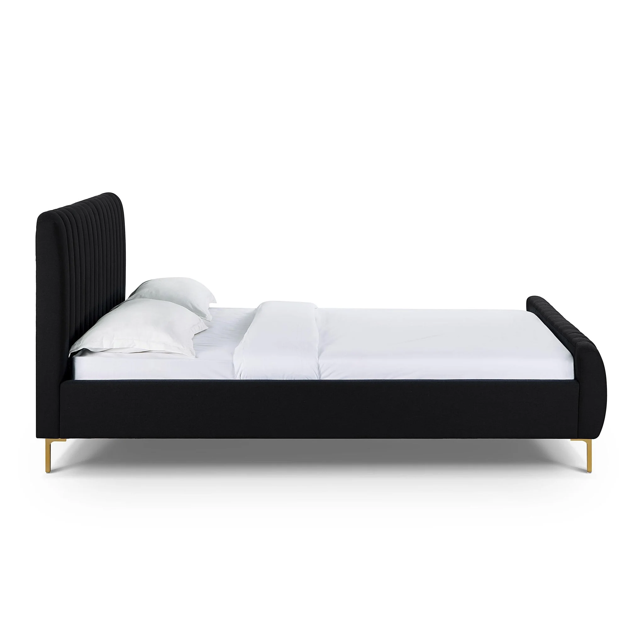 Angela Black Upcycled Linen Queen Bed - Image 4