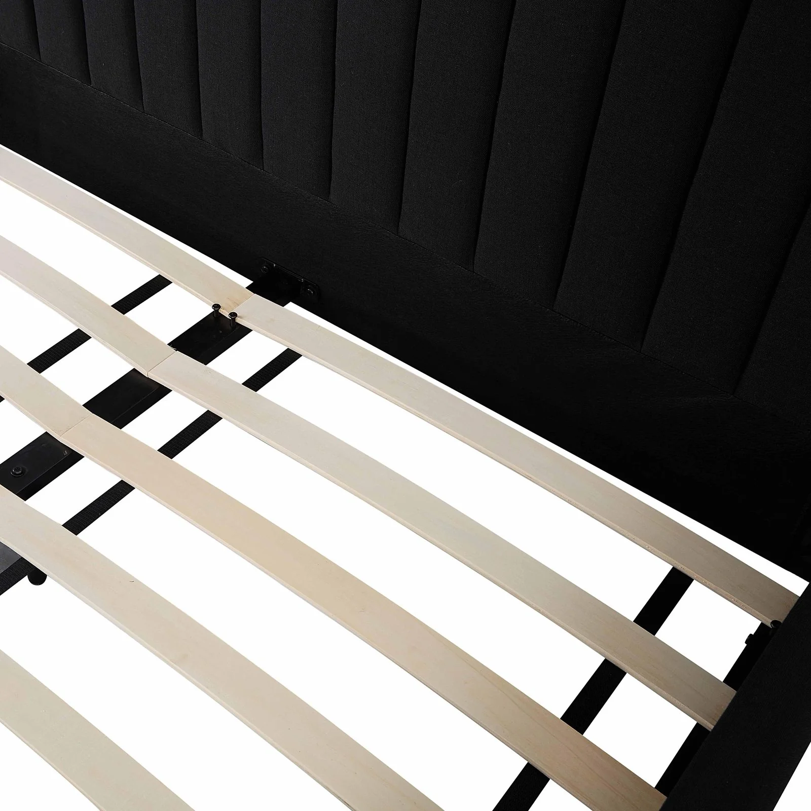 Angela Black Upcycled Linen Queen Bed - Image 8