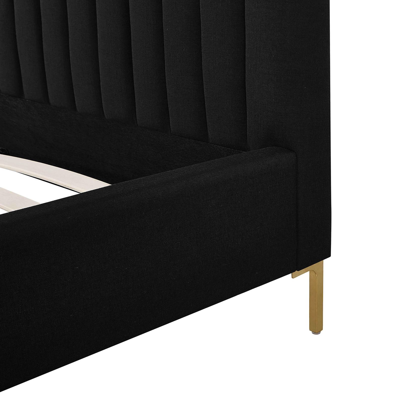 Angela Black Upcycled Linen Queen Bed - Image 9