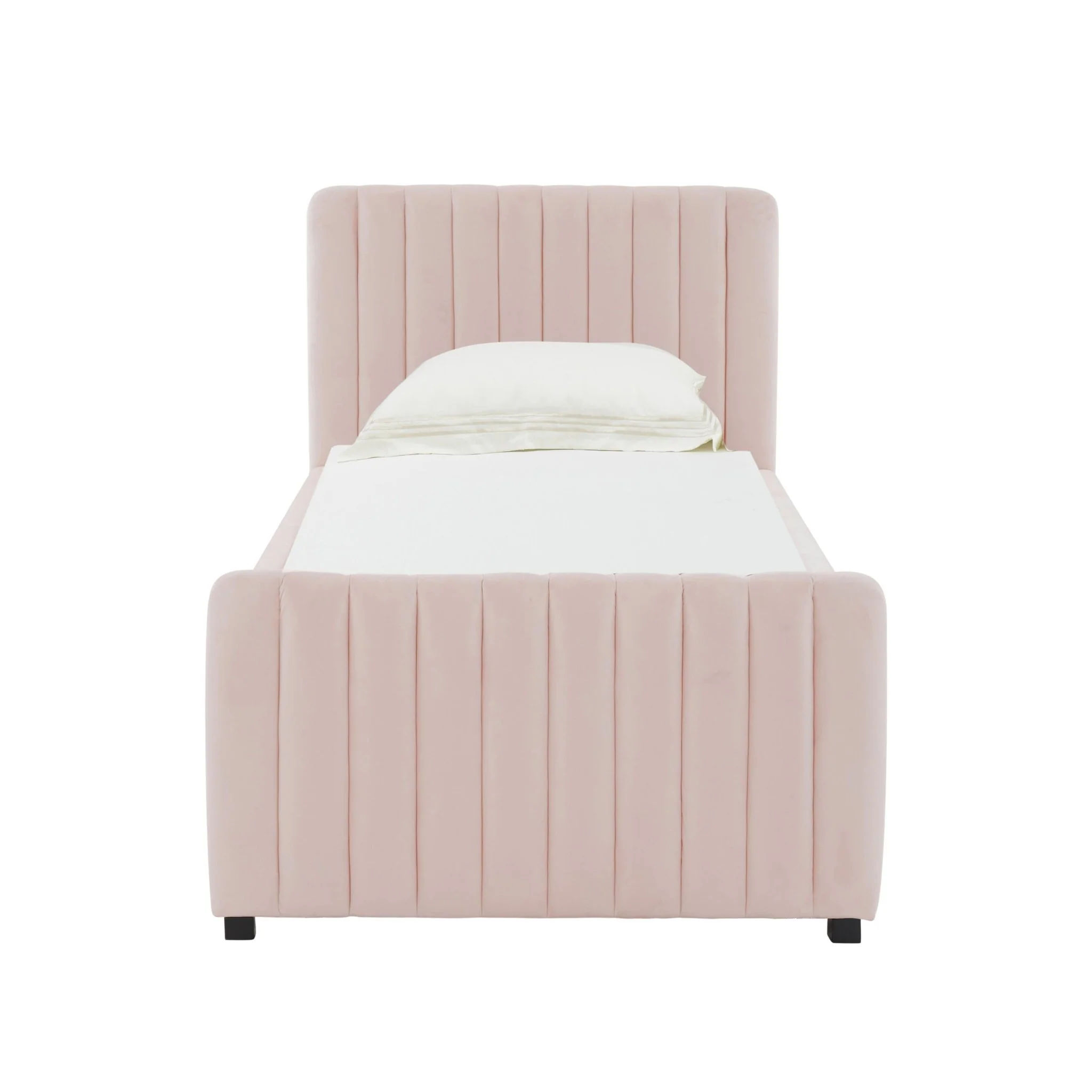 Angela Blush Velvet Trundle Bed in Twin - Image 4