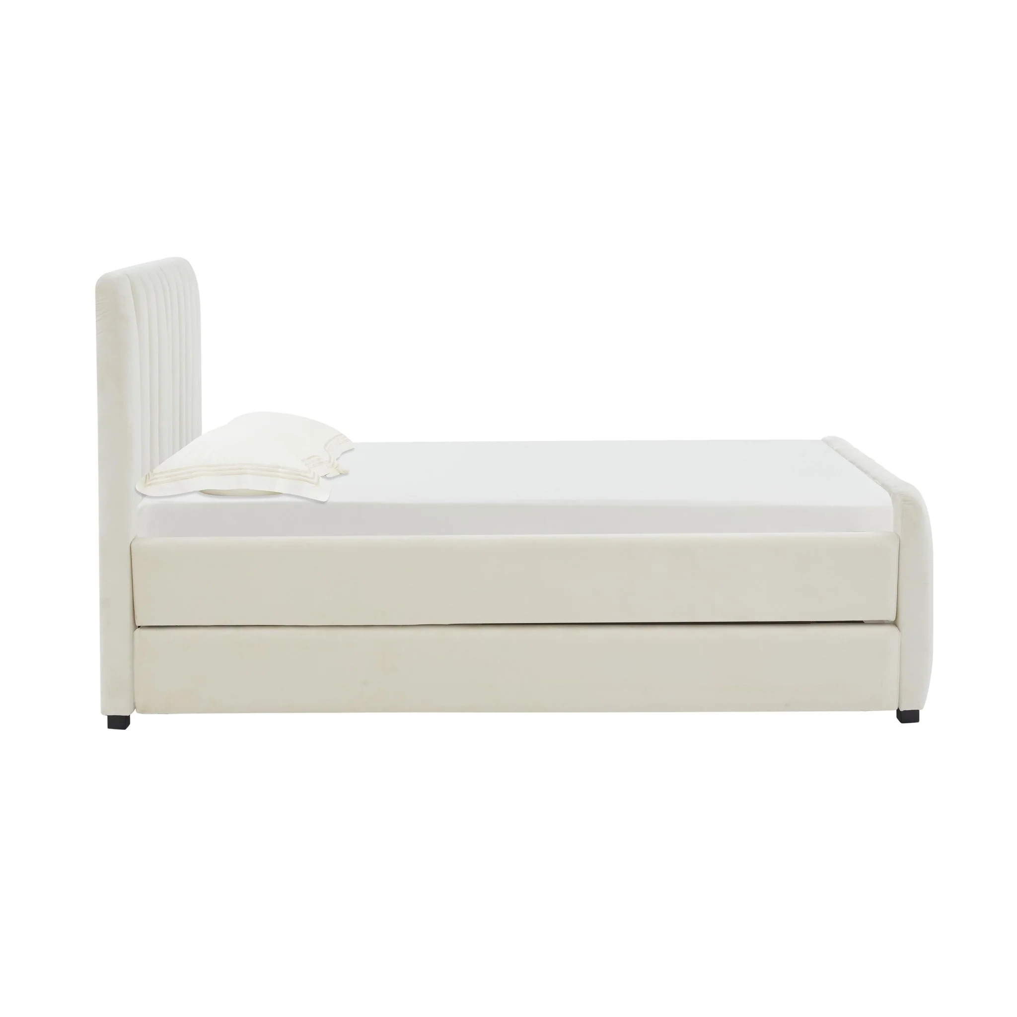Angela Cream Velvet Trundle Bed in Twin - Image 5