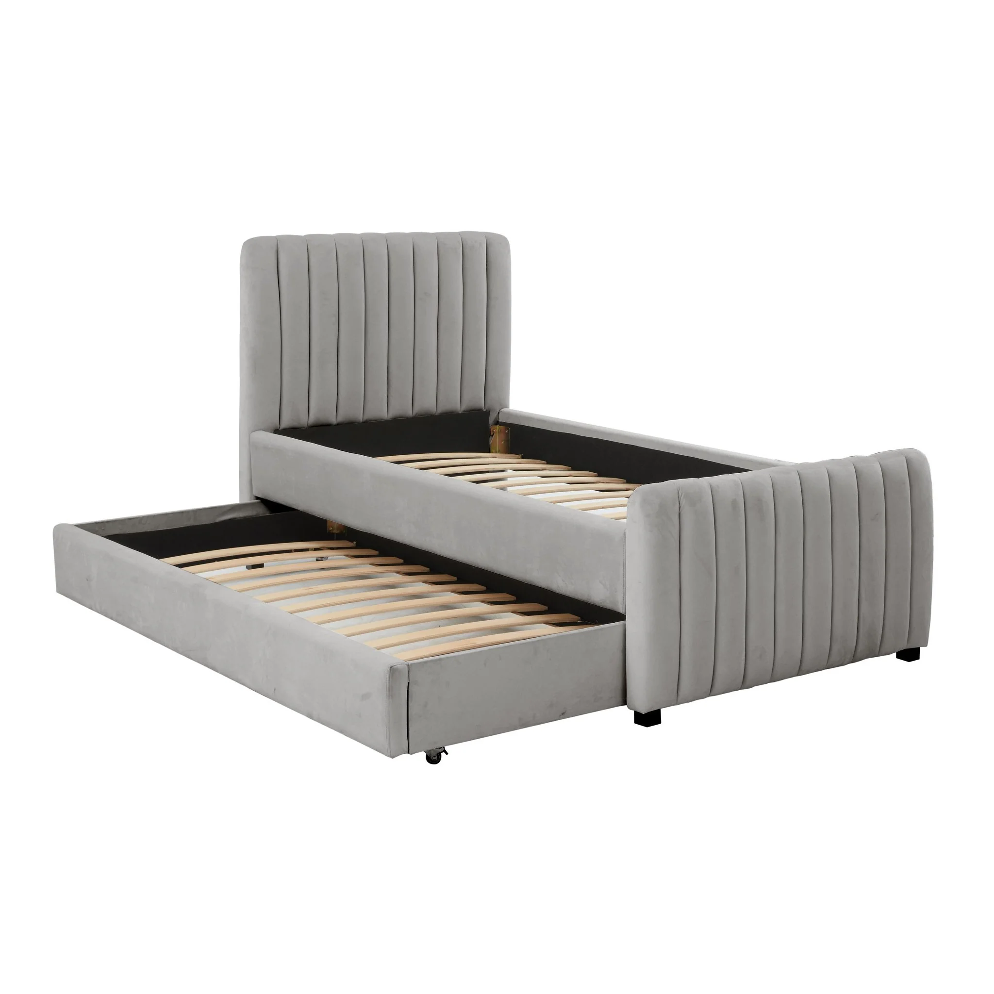 Angela Grey Velvet Trundle Bed in Twin - Image 6