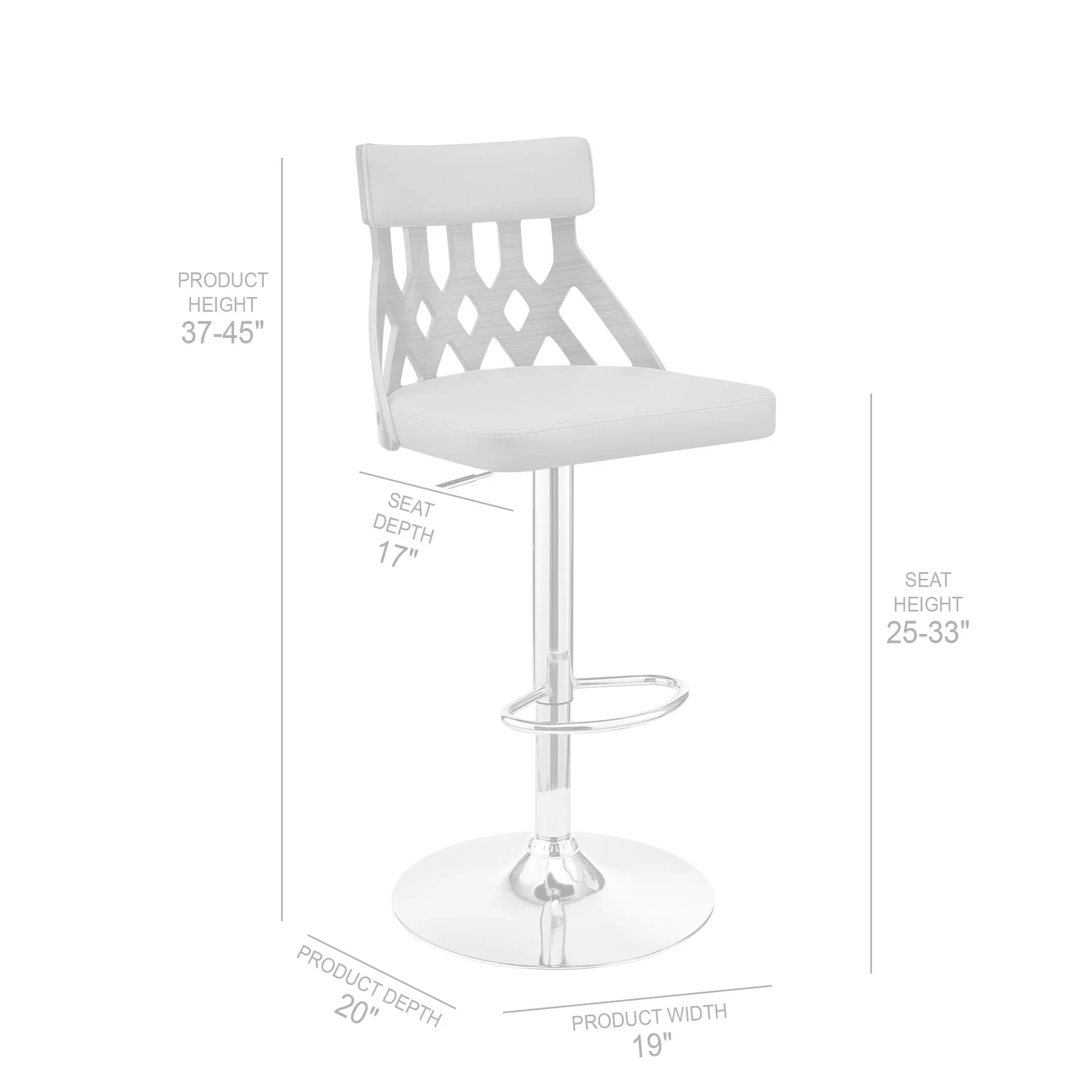 Angelo Adjustable Swivel Black Faux Leather & Walnut Wood Bar Stool with Chrome Base - Image 9