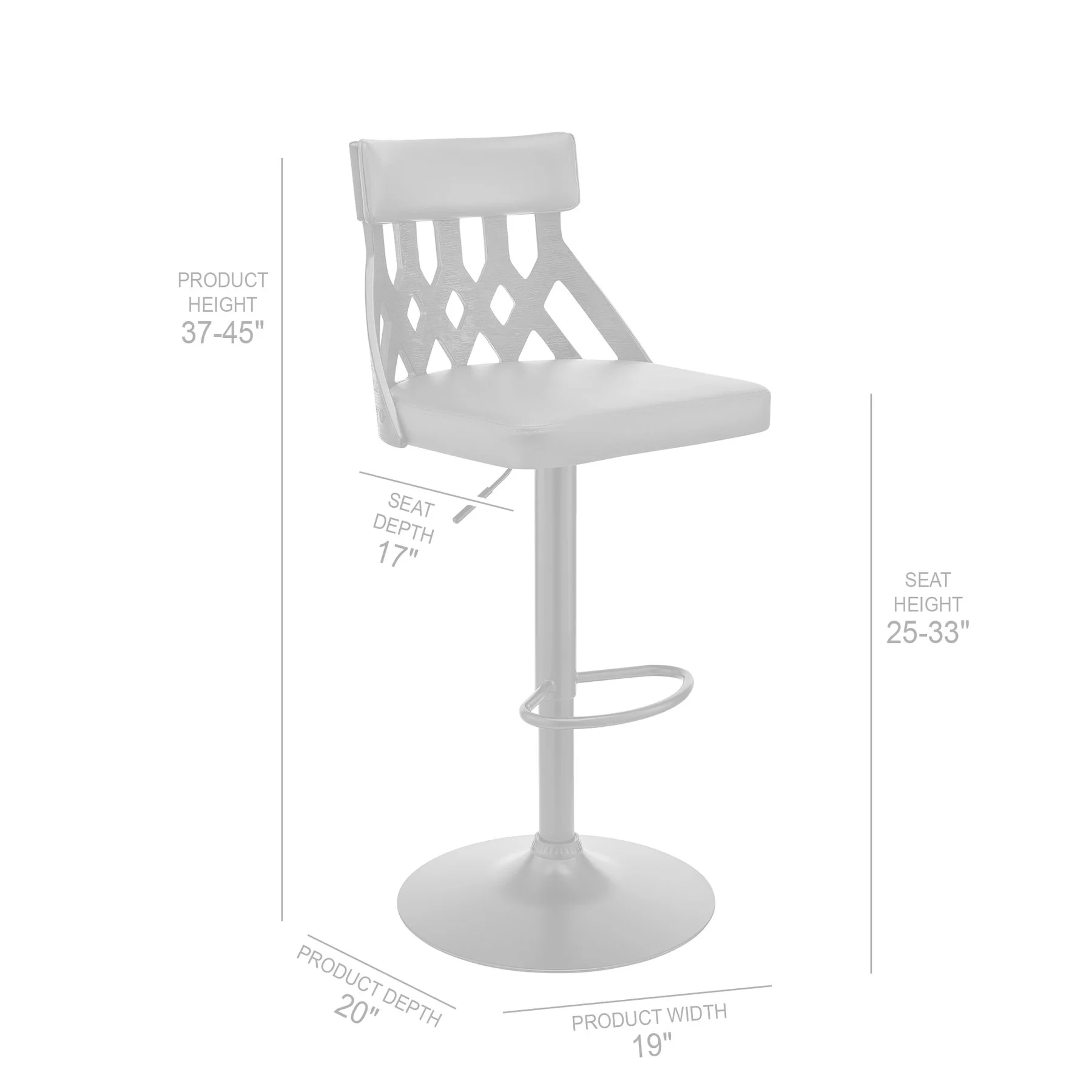 Angelo Adjustable Swivel Gray Faux Leather & Black Wood Bar Stool with Black Base - Image 9