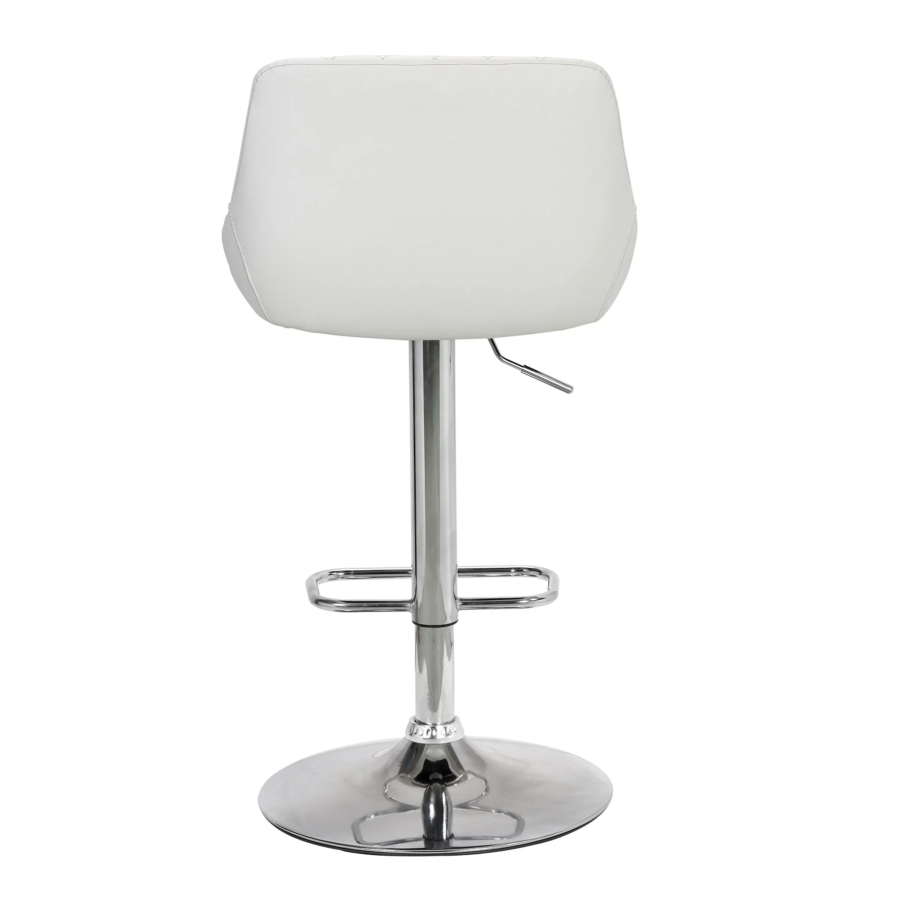 Anibal Adjustable Height Swivel White Faux Leather and Chrome Bar Stool - Image 5