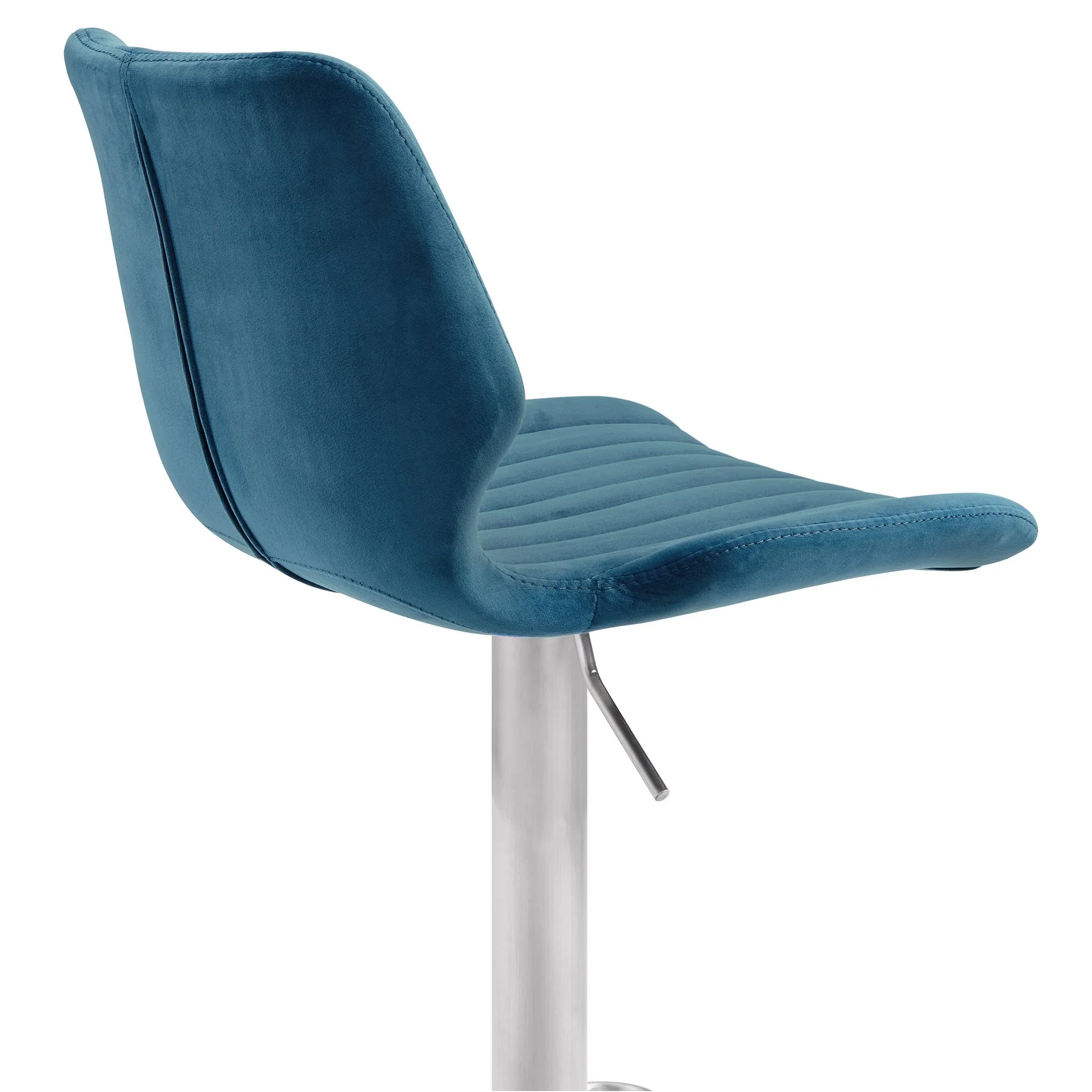 Anika Adjustable Blue Velvet and Brushed Stainless Steel Bar and Counter Stool - Image 5