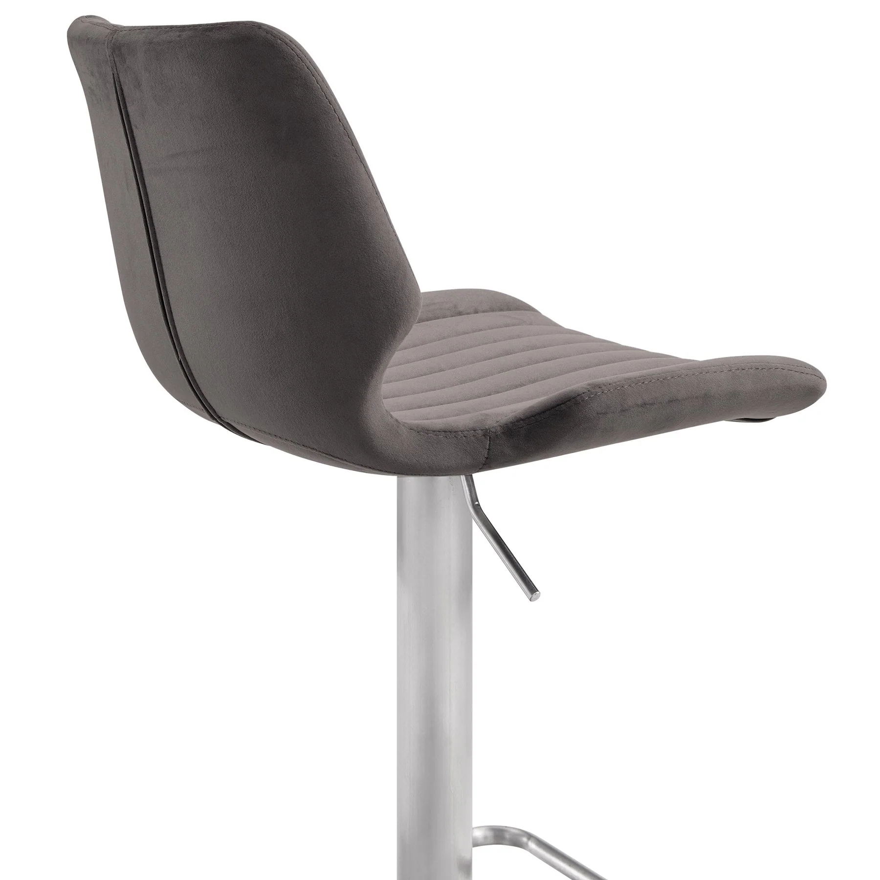 Anika Adjustable Gray Velvet and Brushed Stainless Steel Bar and Counter Stool - Image 5