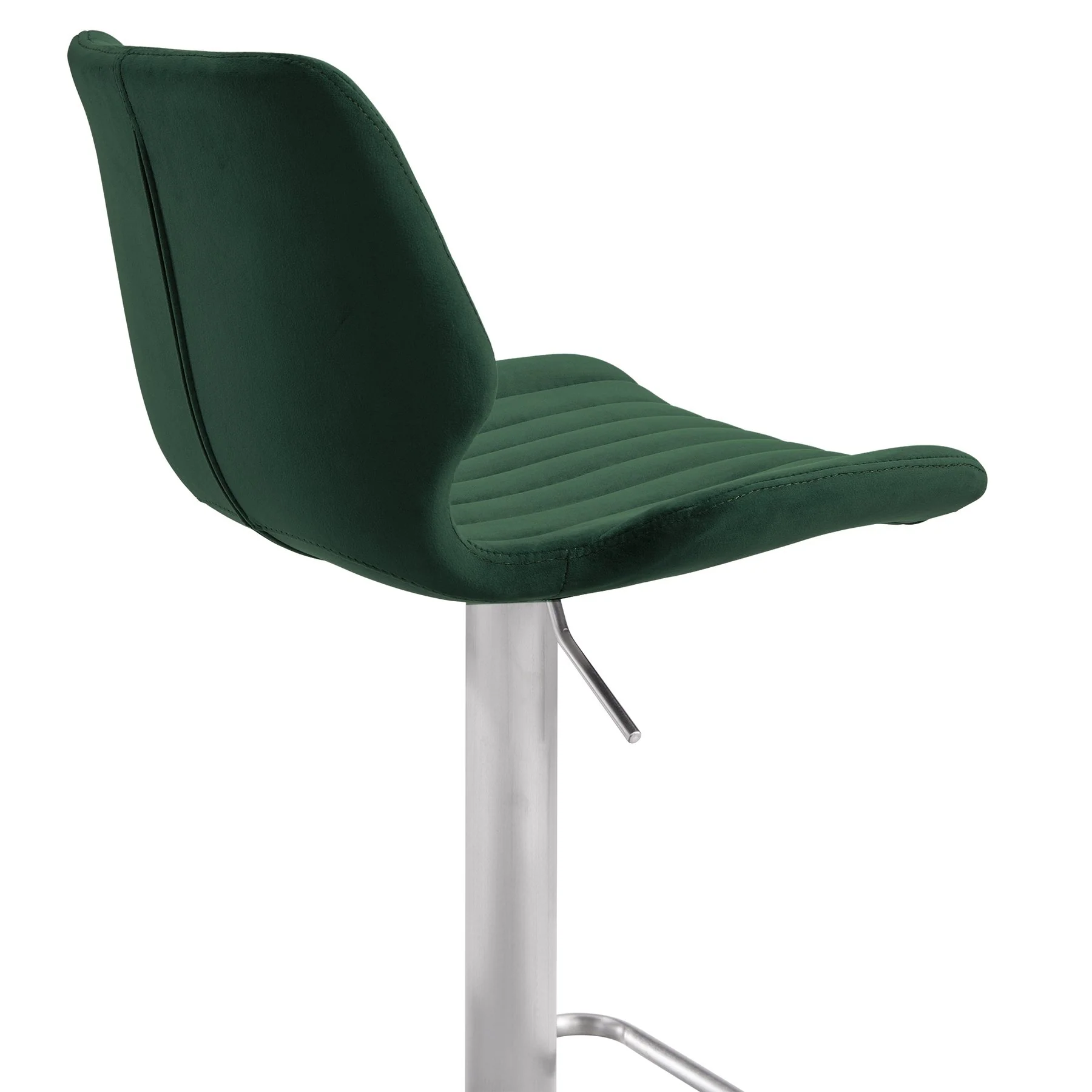 Anika Adjustable Velvet and Brushed Stainless Steel Bar and Counter Stool in Green - Image 5