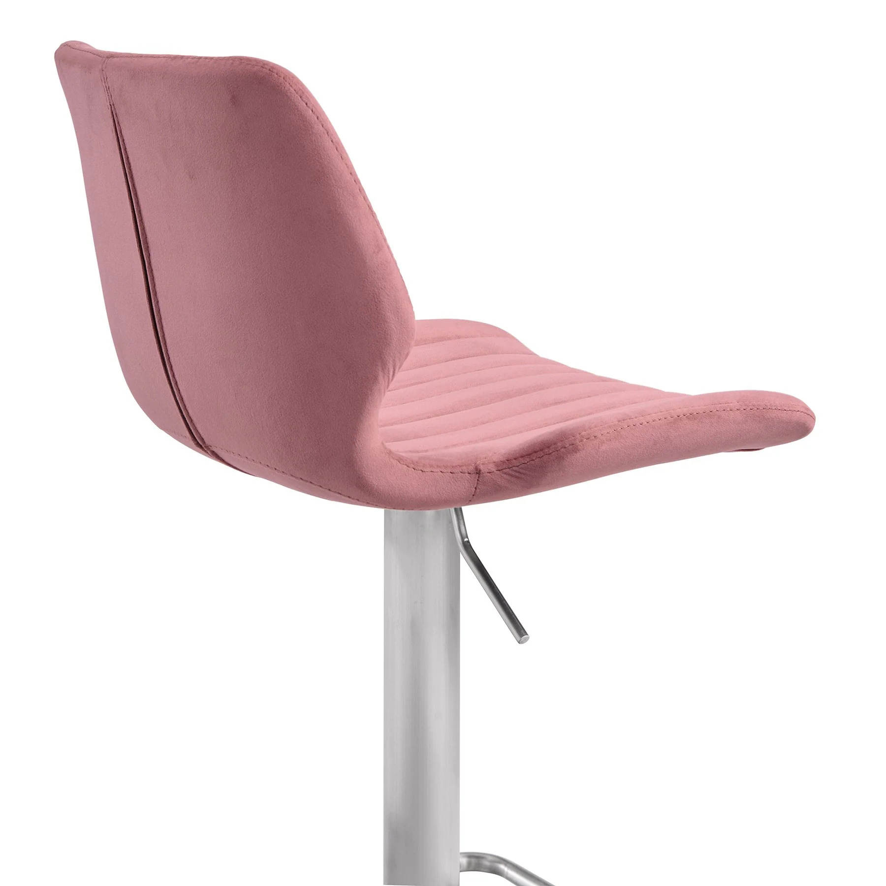 Anika Adjustable Velvet and Brushed Stainless Steel Bar and Counter Stool in Pink - Image 5