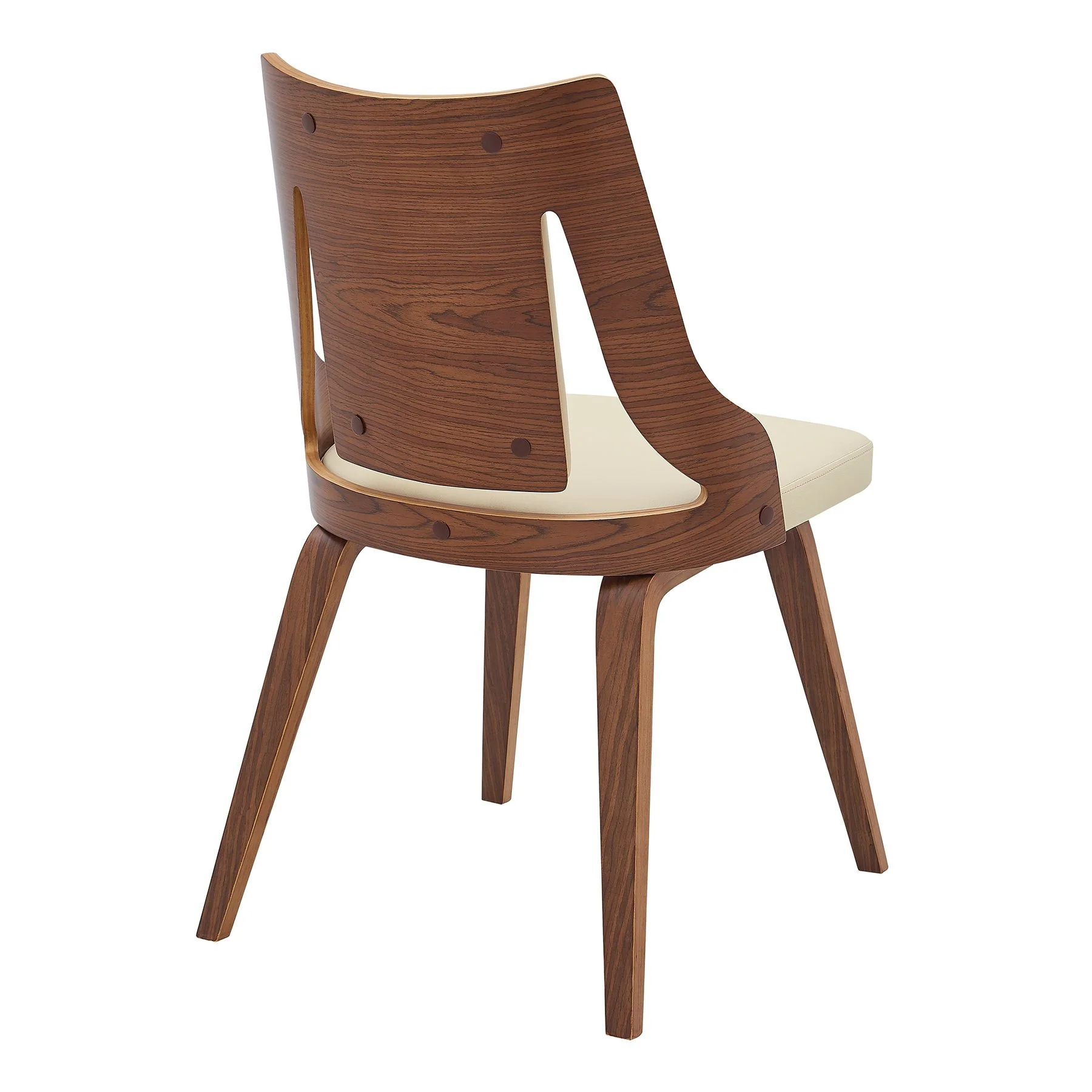 Aniston Cream Faux Leather and Walnut Wood Dining Chairs - Set of 2 - Image 4