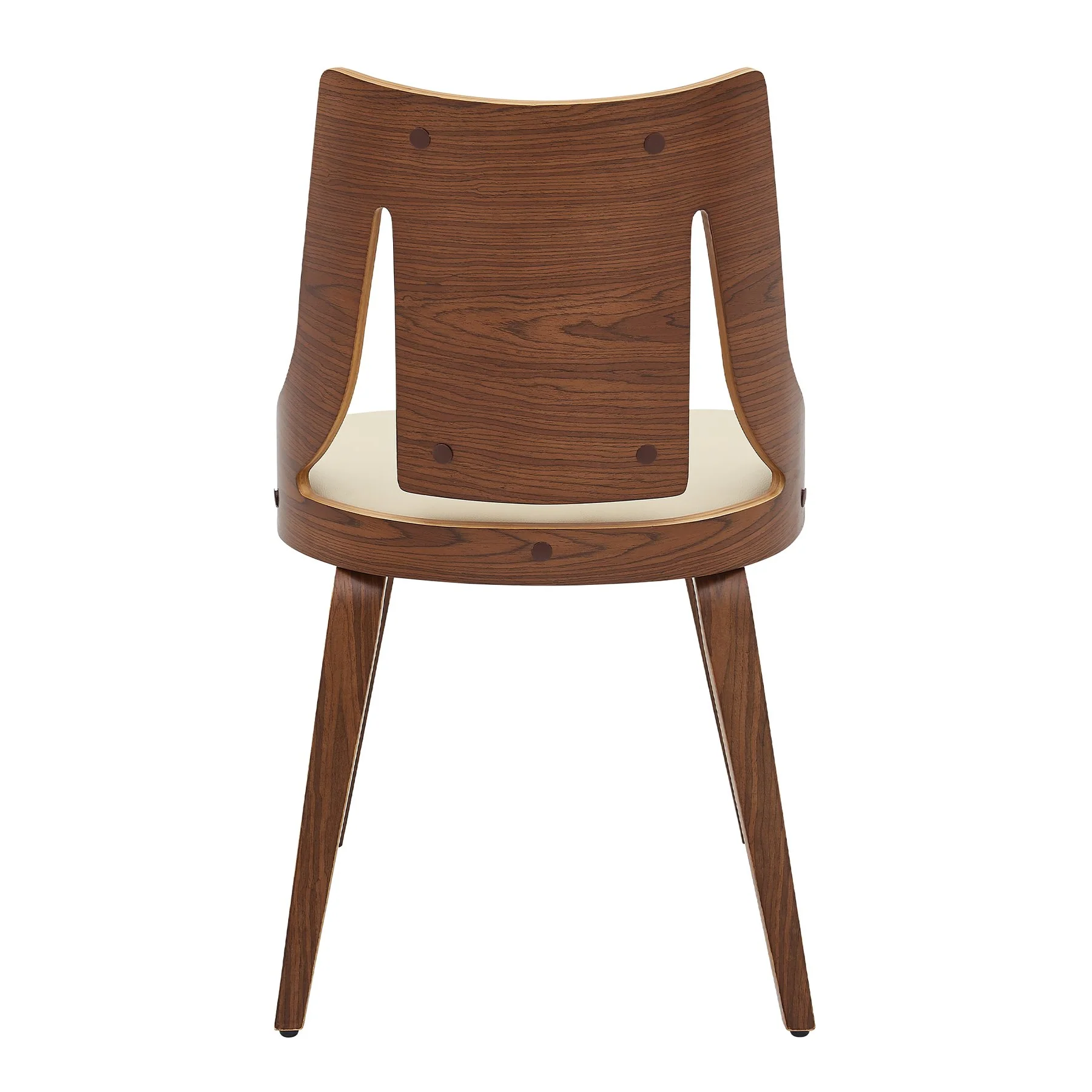 Aniston Cream Faux Leather and Walnut Wood Dining Chairs - Set of 2 - Image 5