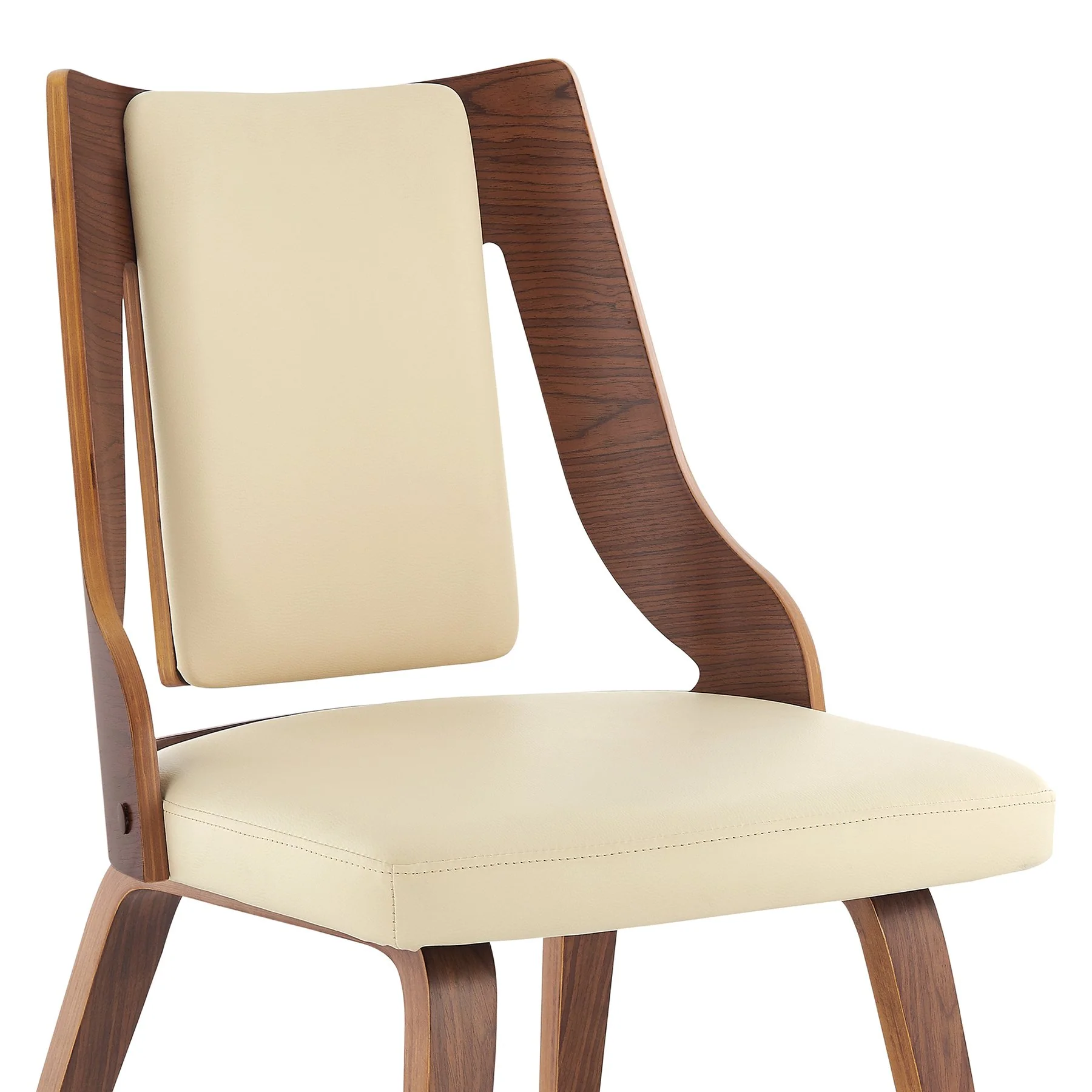 Aniston Cream Faux Leather and Walnut Wood Dining Chairs - Set of 2 - Image 6