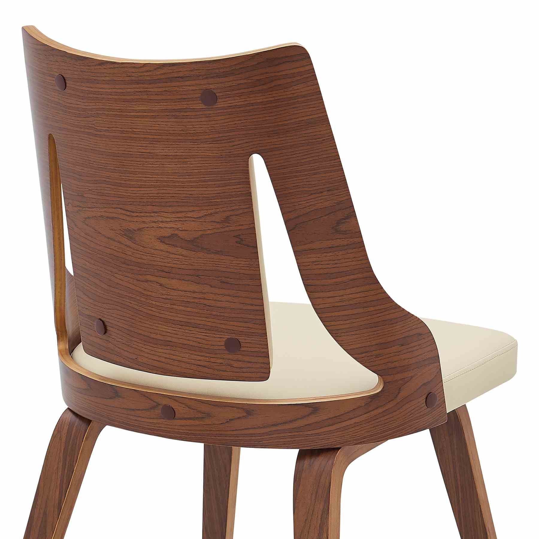 Aniston Cream Faux Leather and Walnut Wood Dining Chairs - Set of 2 - Image 7