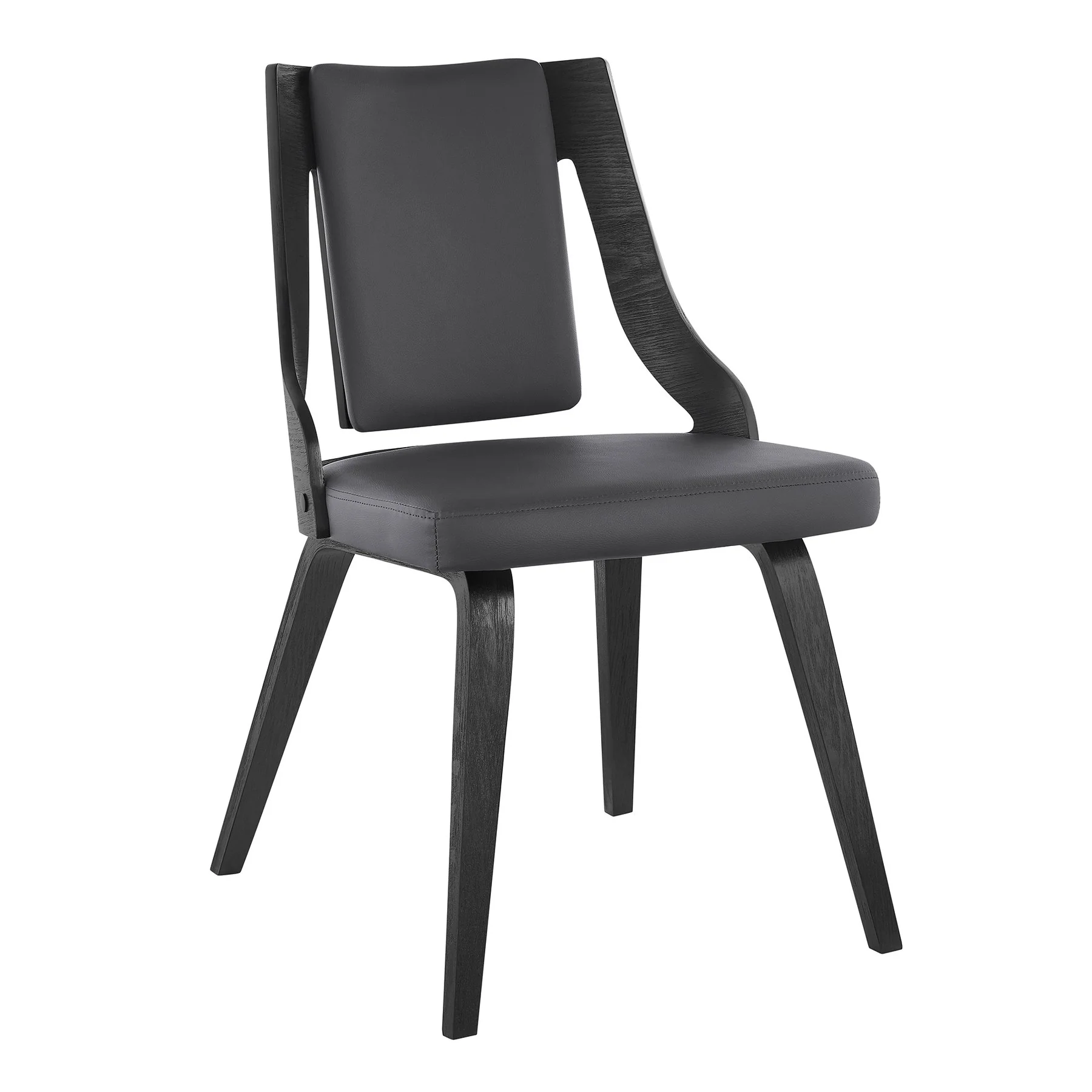 Aniston Gray Faux Leather and Black Wood Dining Chairs - Set of 2 - Image 2
