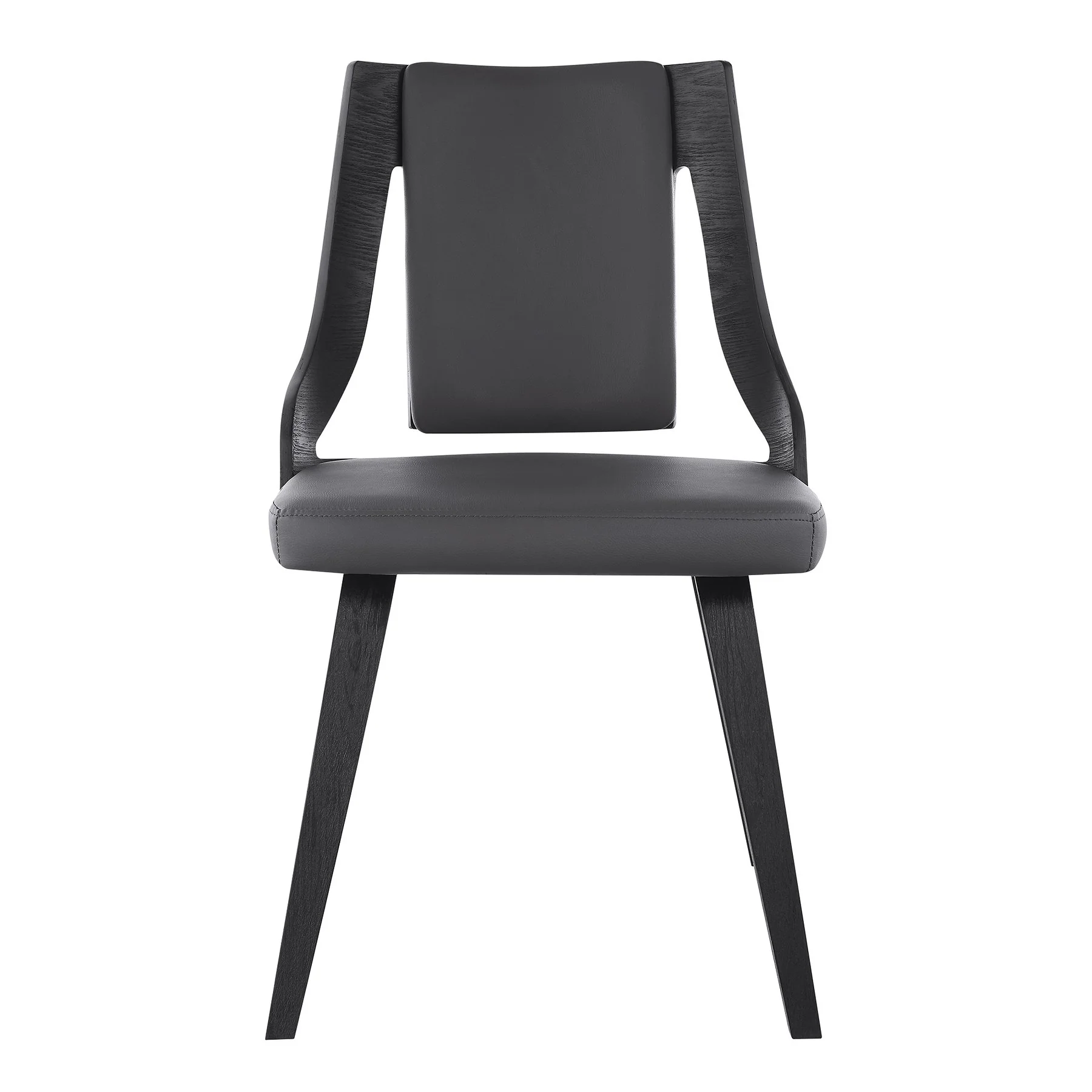 Aniston Gray Faux Leather and Black Wood Dining Chairs - Set of 2 - Image 3