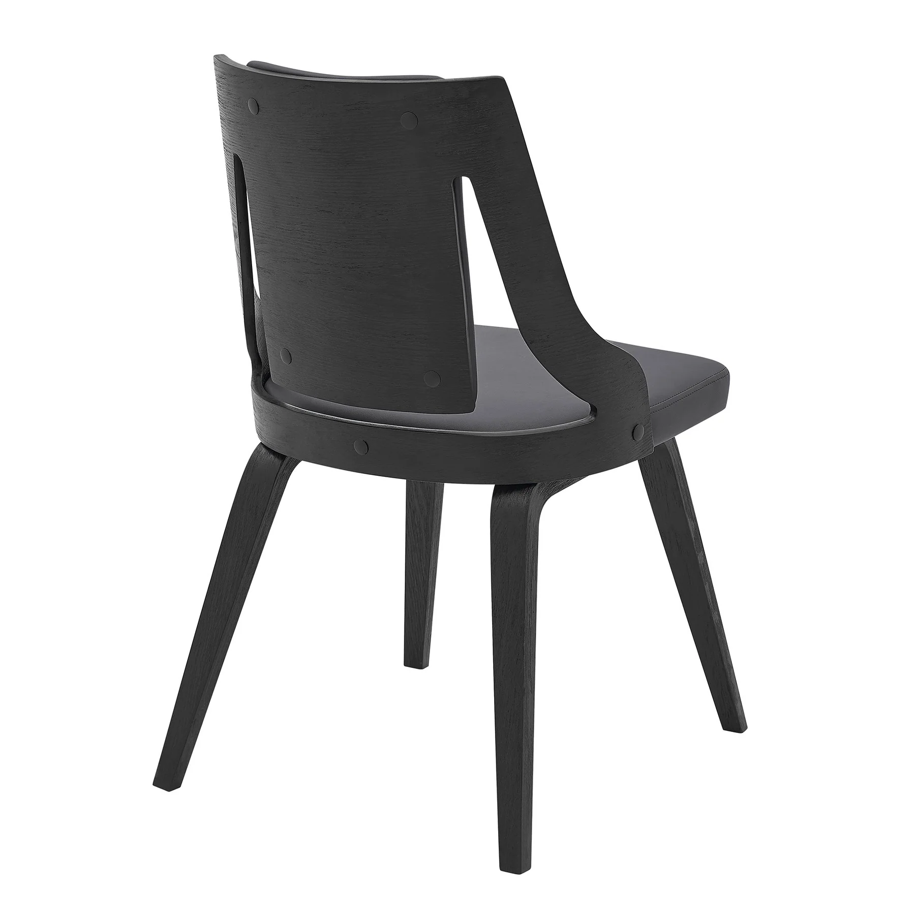 Aniston Gray Faux Leather and Black Wood Dining Chairs - Set of 2 - Image 4