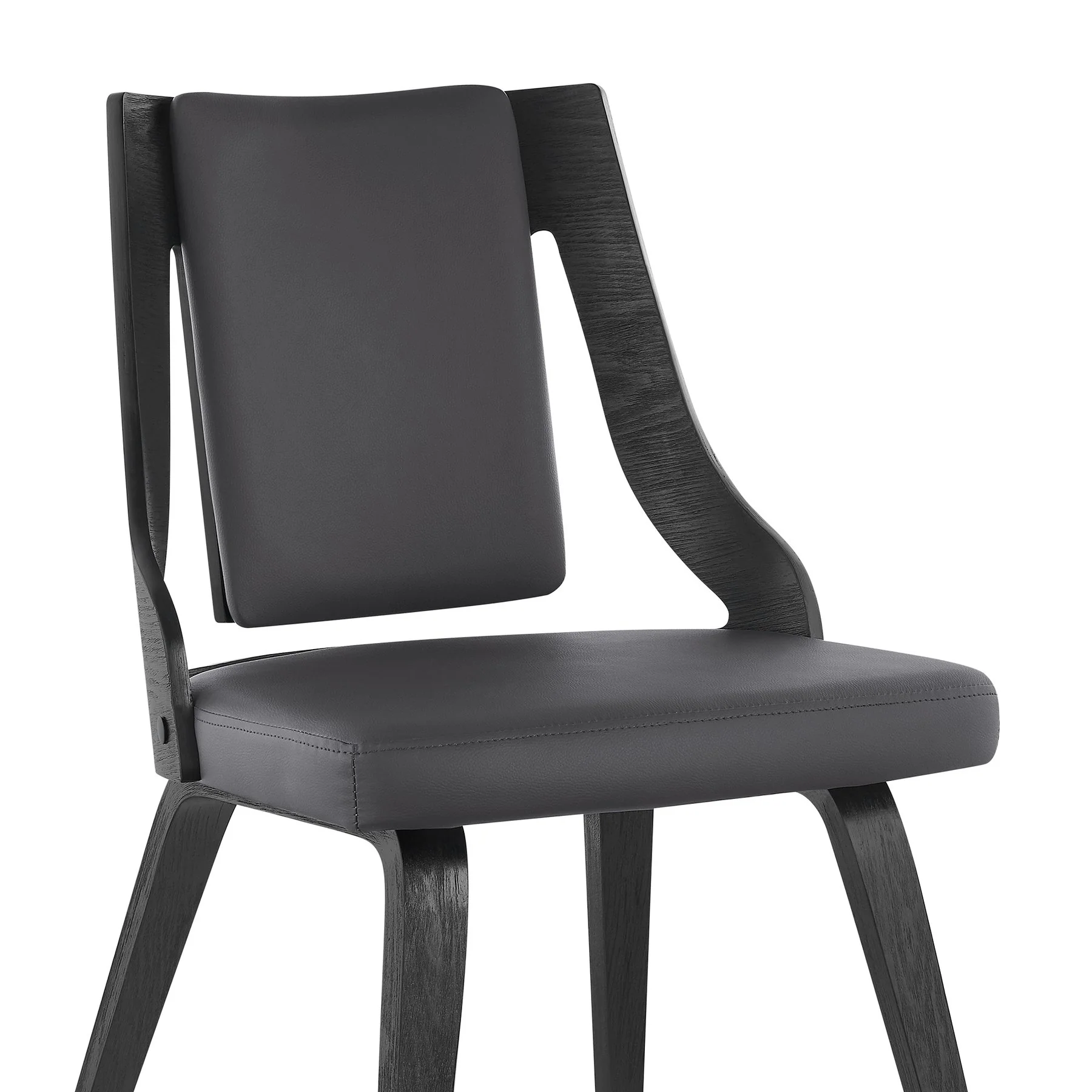 Aniston Gray Faux Leather and Black Wood Dining Chairs - Set of 2 - Image 6