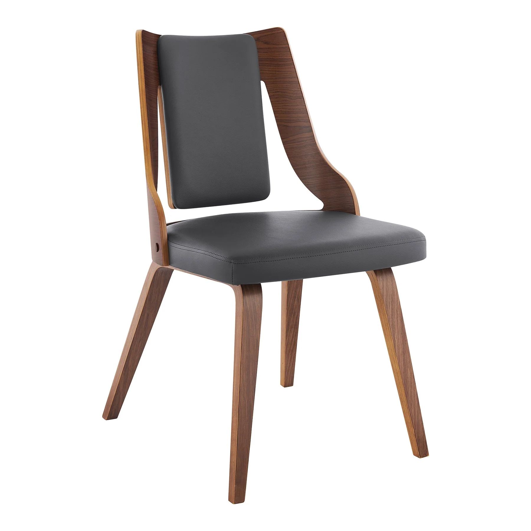 Aniston Gray Faux Leather and Walnut Wood Dining Chairs - Set of 2 - Image 2