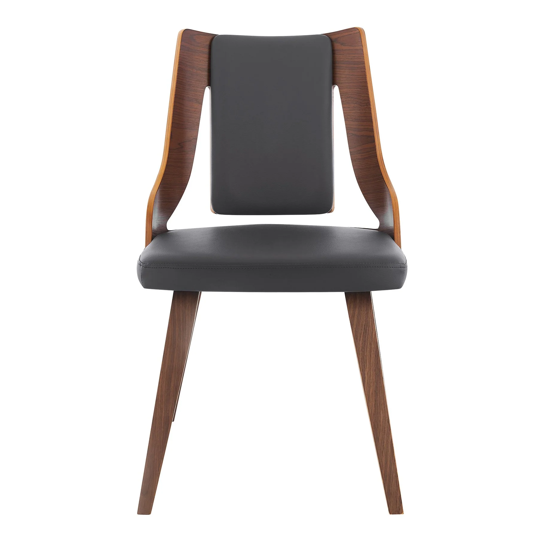 Aniston Gray Faux Leather and Walnut Wood Dining Chairs - Set of 2 - Image 3