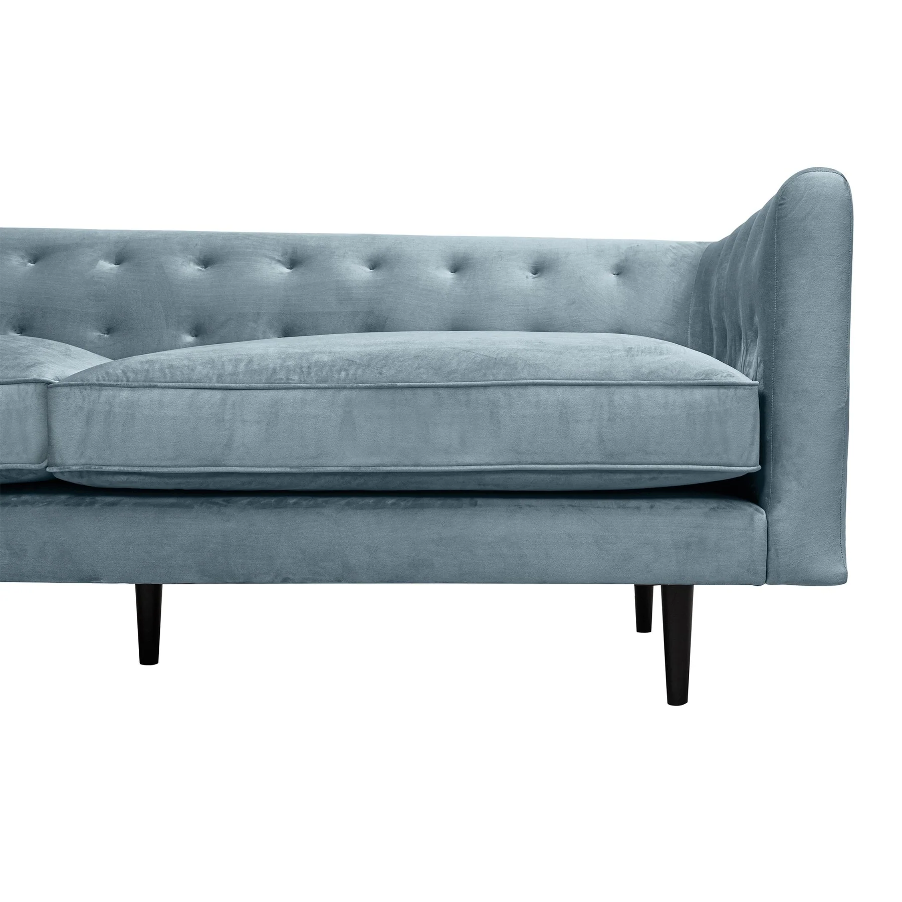 Annabelle 80" Bluestone Velvet Sofa with Black Wood Legs - Image 5