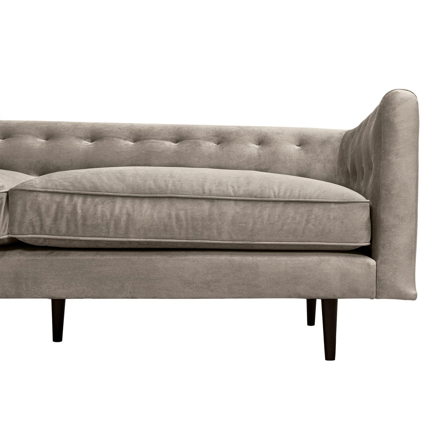 Annabelle 80" Fossil Gray Velvet Sofa with Black Wood Legs - Image 5