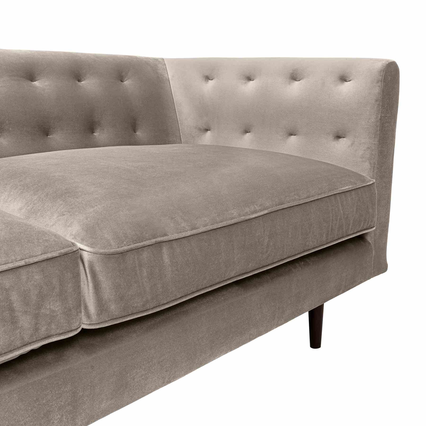 Annabelle 80" Fossil Gray Velvet Sofa with Black Wood Legs - Image 6