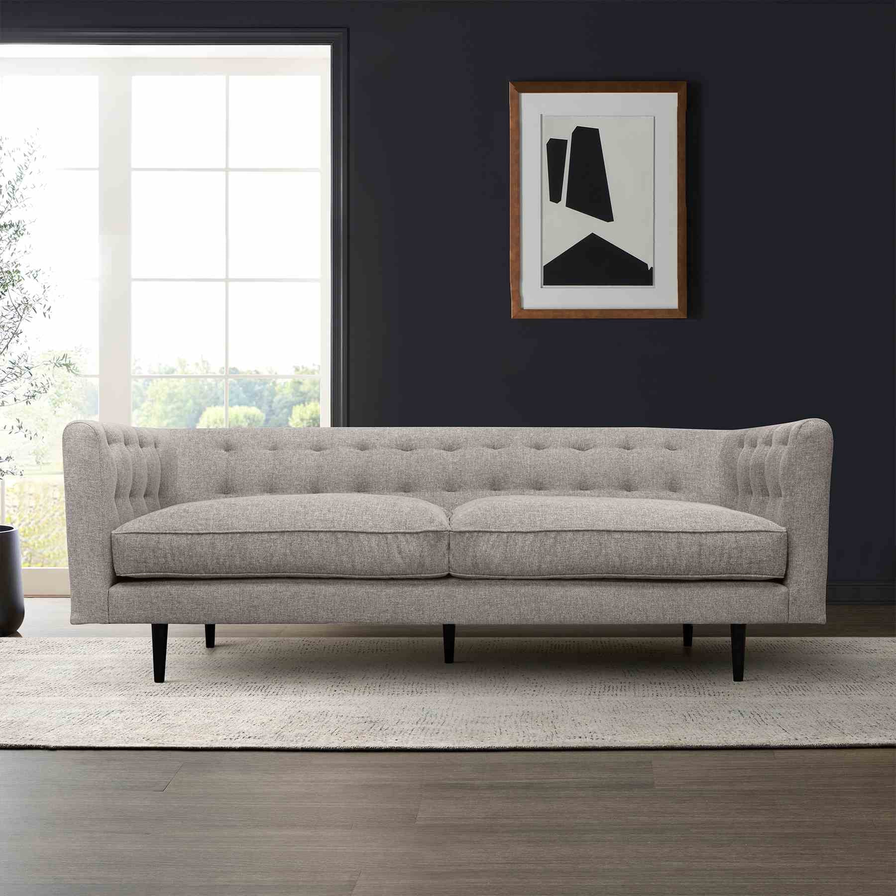 Annabelle 80" Gray Fabric Sofa with Black Wood Legs - Image 9