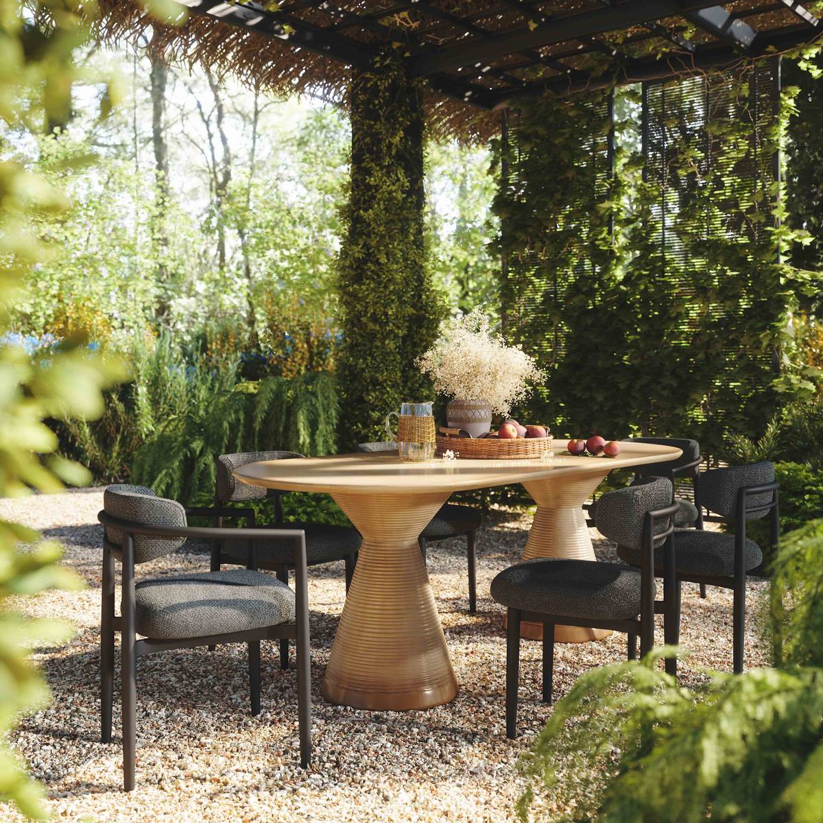 Annika Black Textured Outdoor Dining Side Chair - Image 2