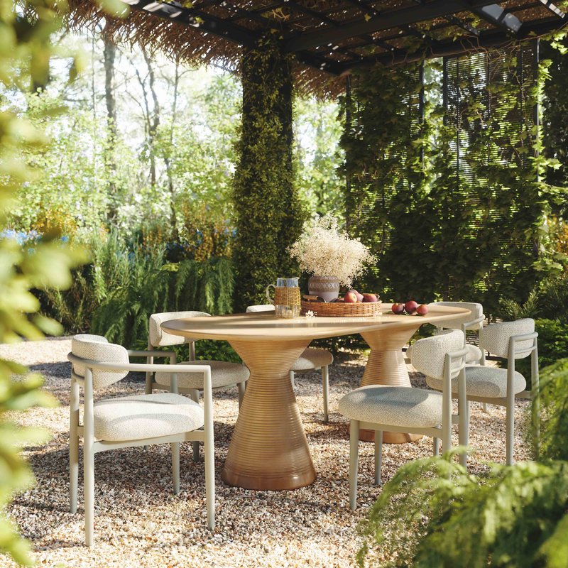 Annika Cream Textured Outdoor Dining Arm Chair - Image 2