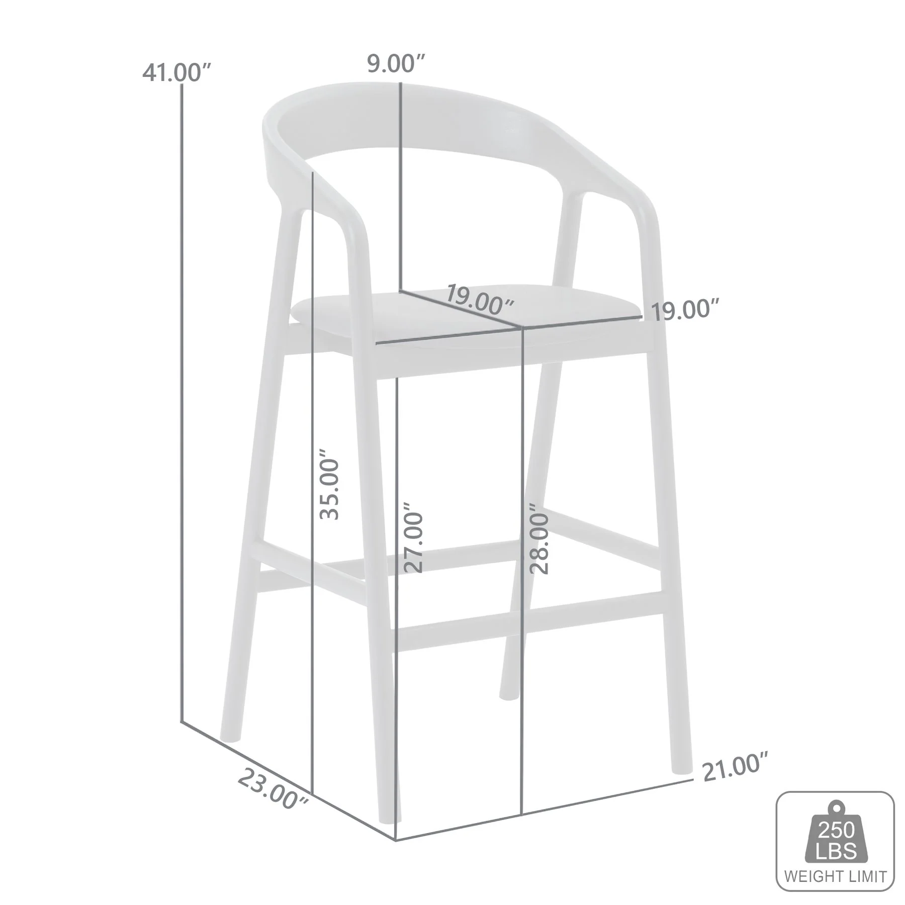 Apache Black Oak Wood and Faux Leather Bar Stool - Image 11