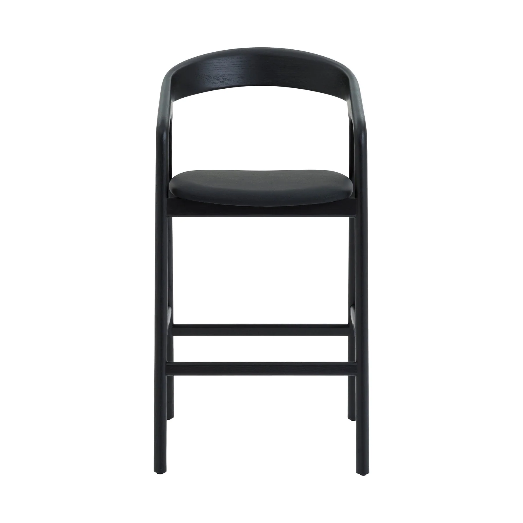 Apache Black Oak Wood and Faux Leather Bar Stool - Image 2