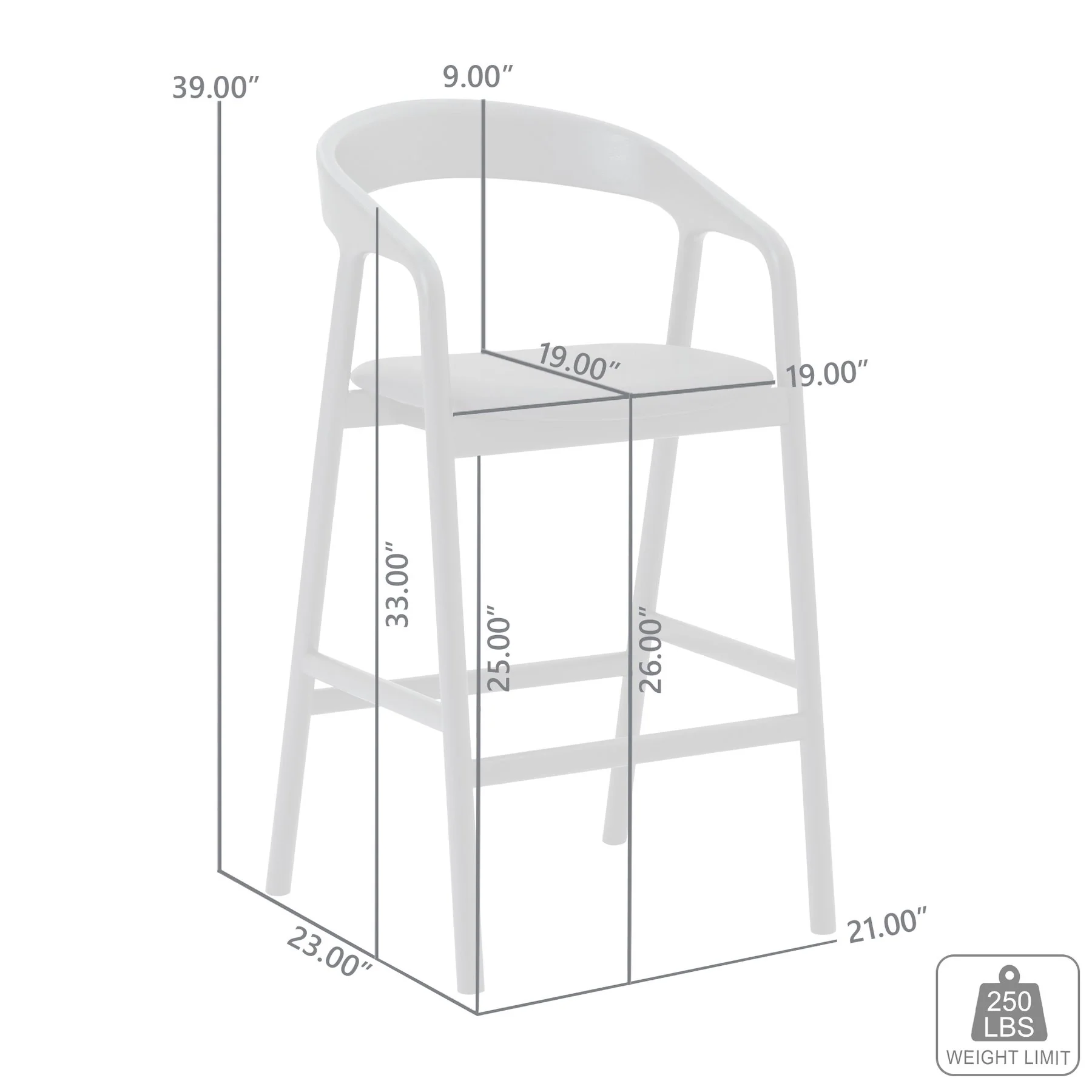Apache Black Oak Wood and Faux Leather Counter Stool - Image 11
