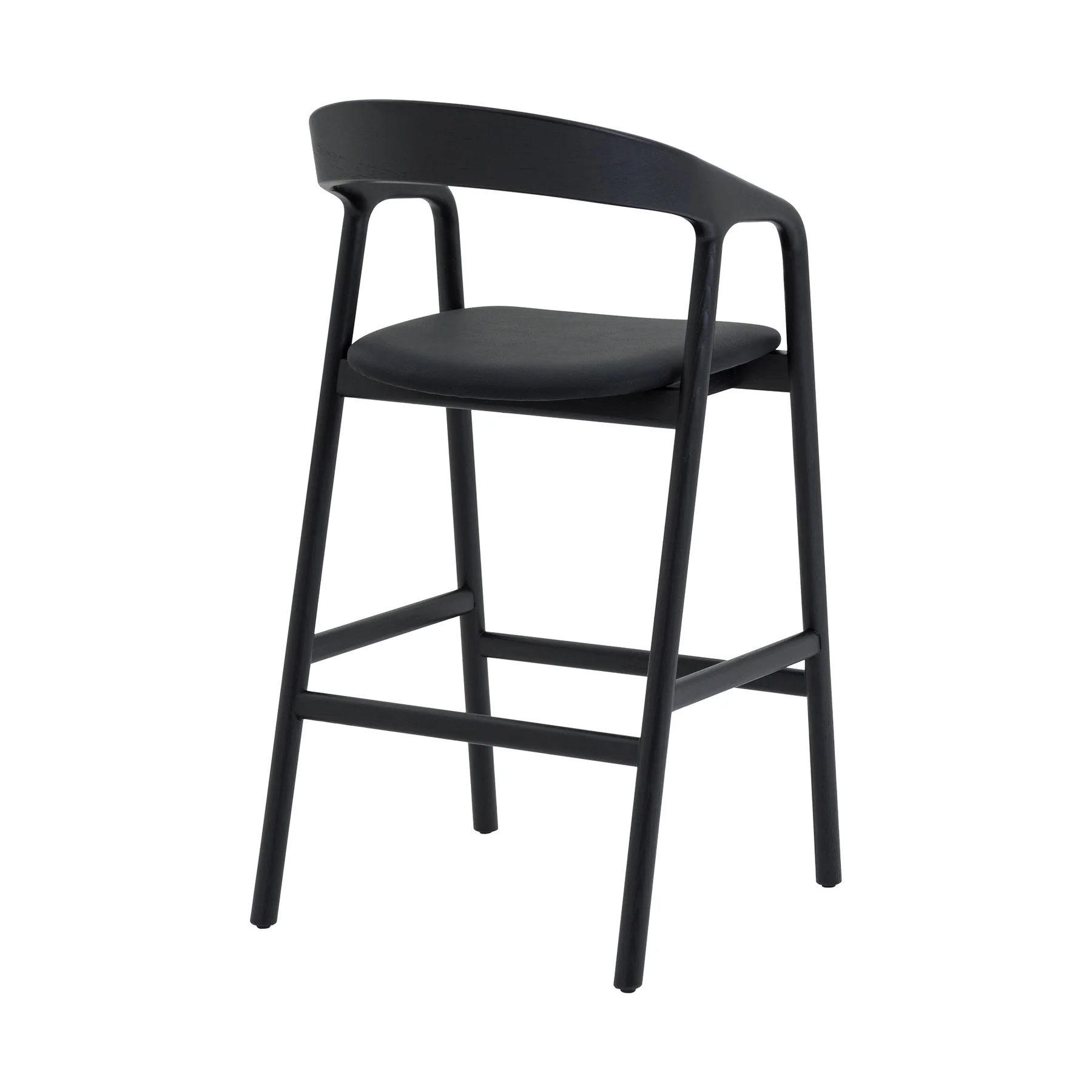 Apache Black Oak Wood and Faux Leather Counter Stool - Image 4