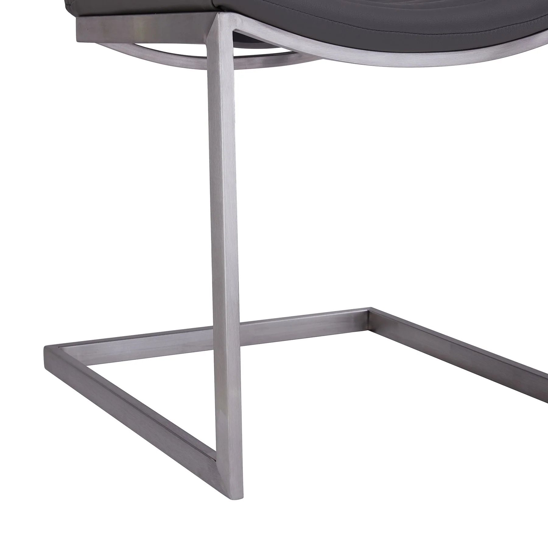 April Contemporary Dining Chair in Brushed Stainless Steel Finish and Gray Faux Leather - Set of 2 - Image 6