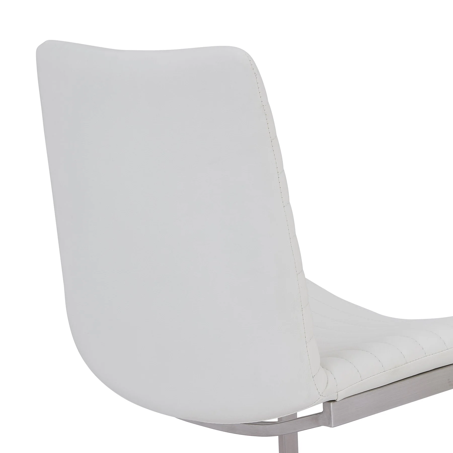 April Contemporary Dining Chair in Brushed Stainless Steel Finish and White Faux Leather - Set of 2 - Image 3